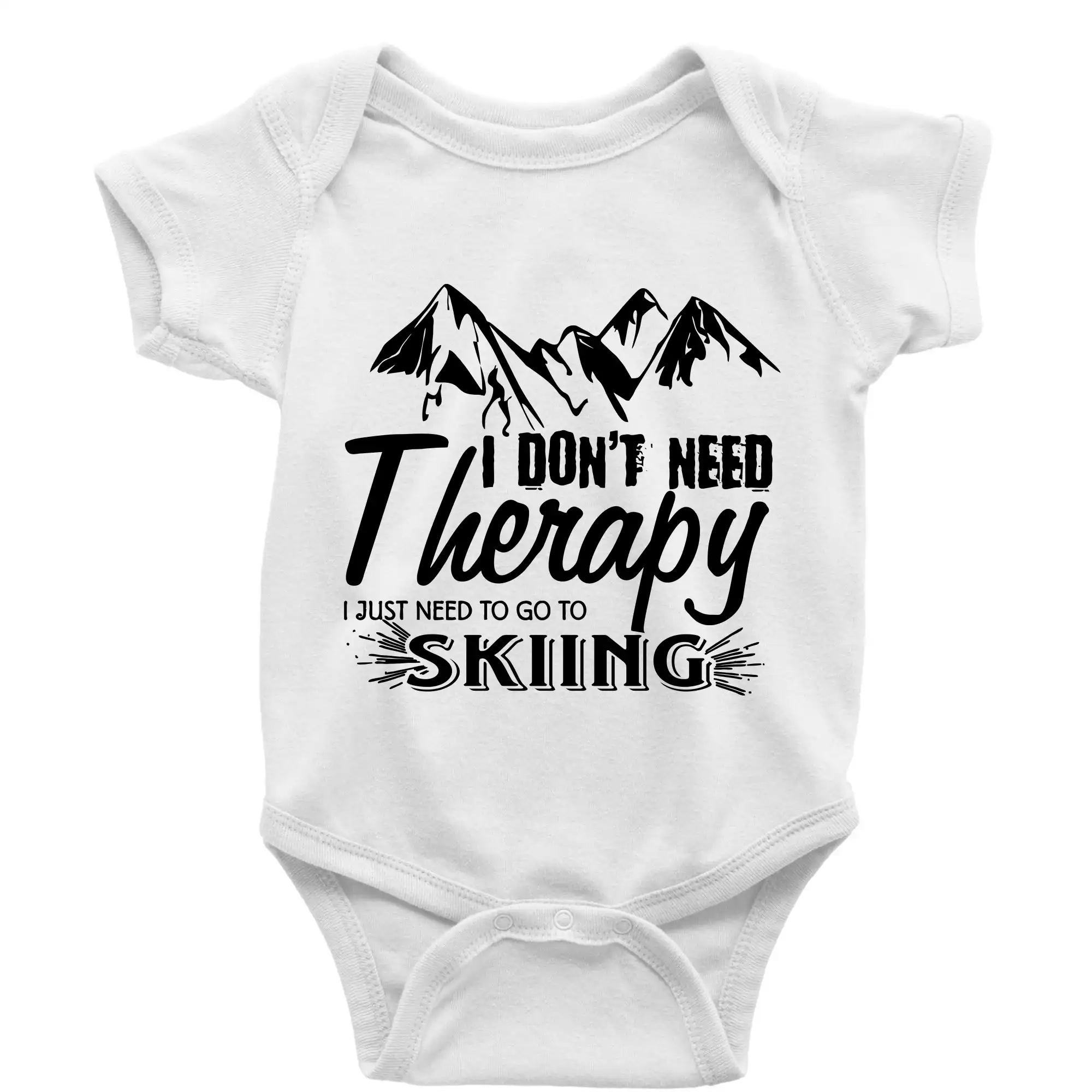 Lyže a Snowboard - I dont need therapy - Skiing - Body dojčenské s krátkym rukávom