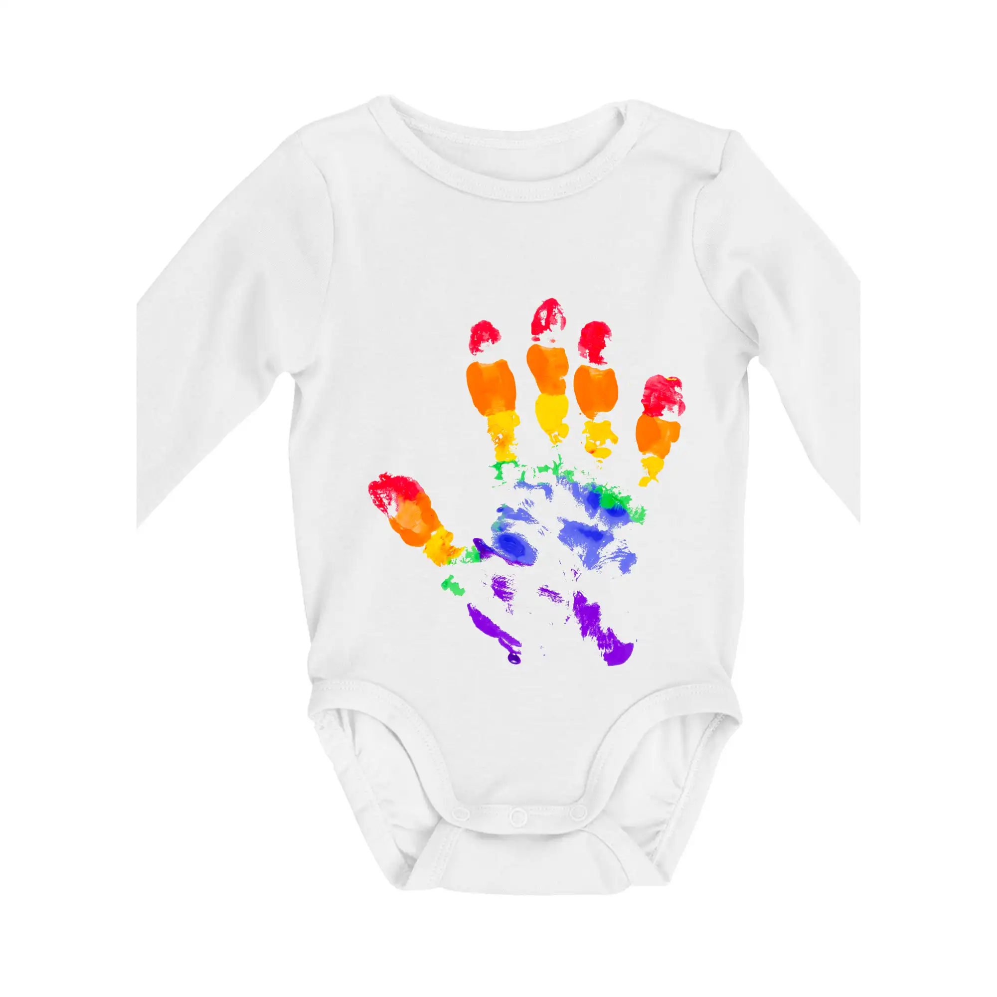 Tričká pre LGBT a Queer komunitu - LGBT hand print - Body dojčenské s dlhým rukávom