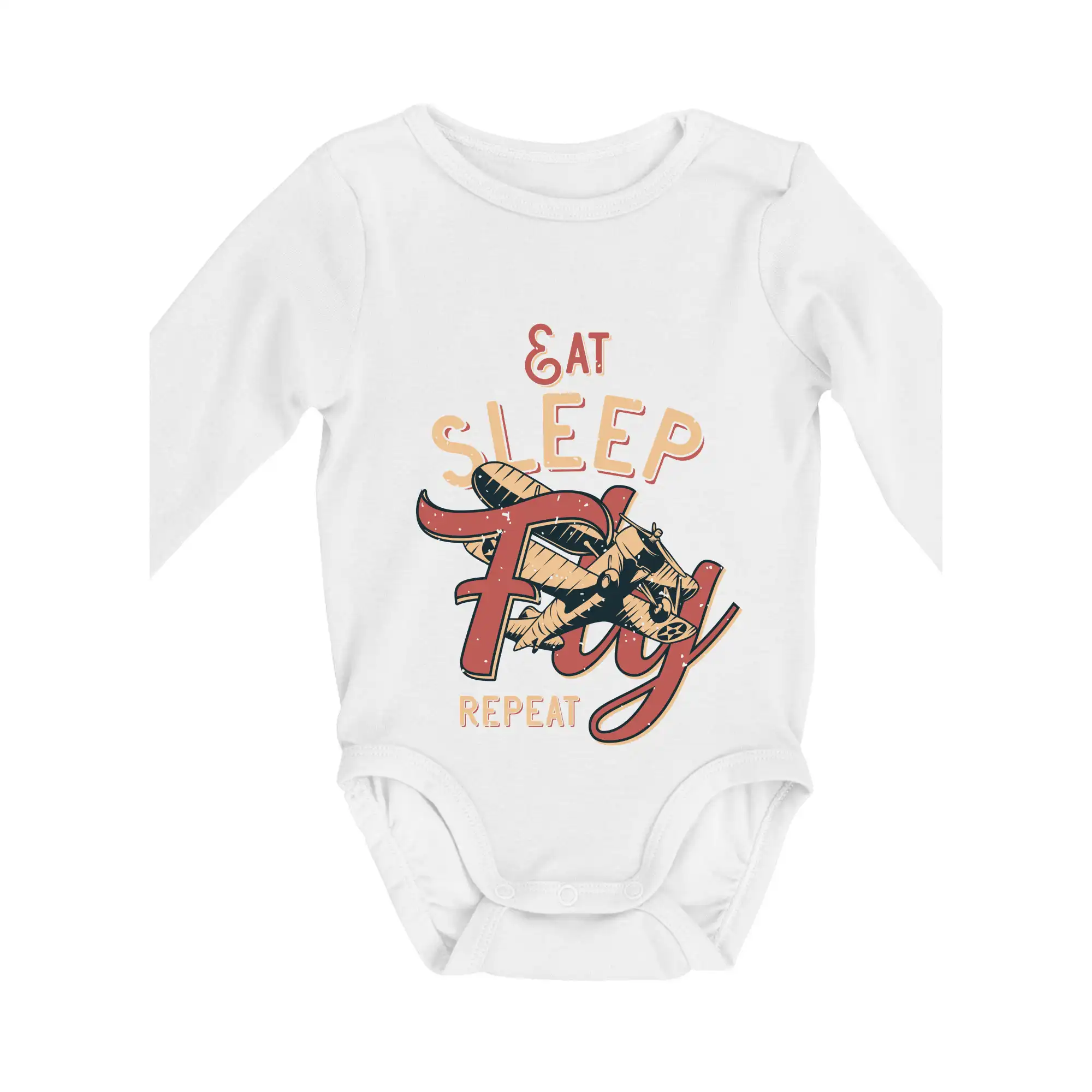 Eat Sleep Fly Repeat letadlo - Body dojčenské s dlhým rukávom