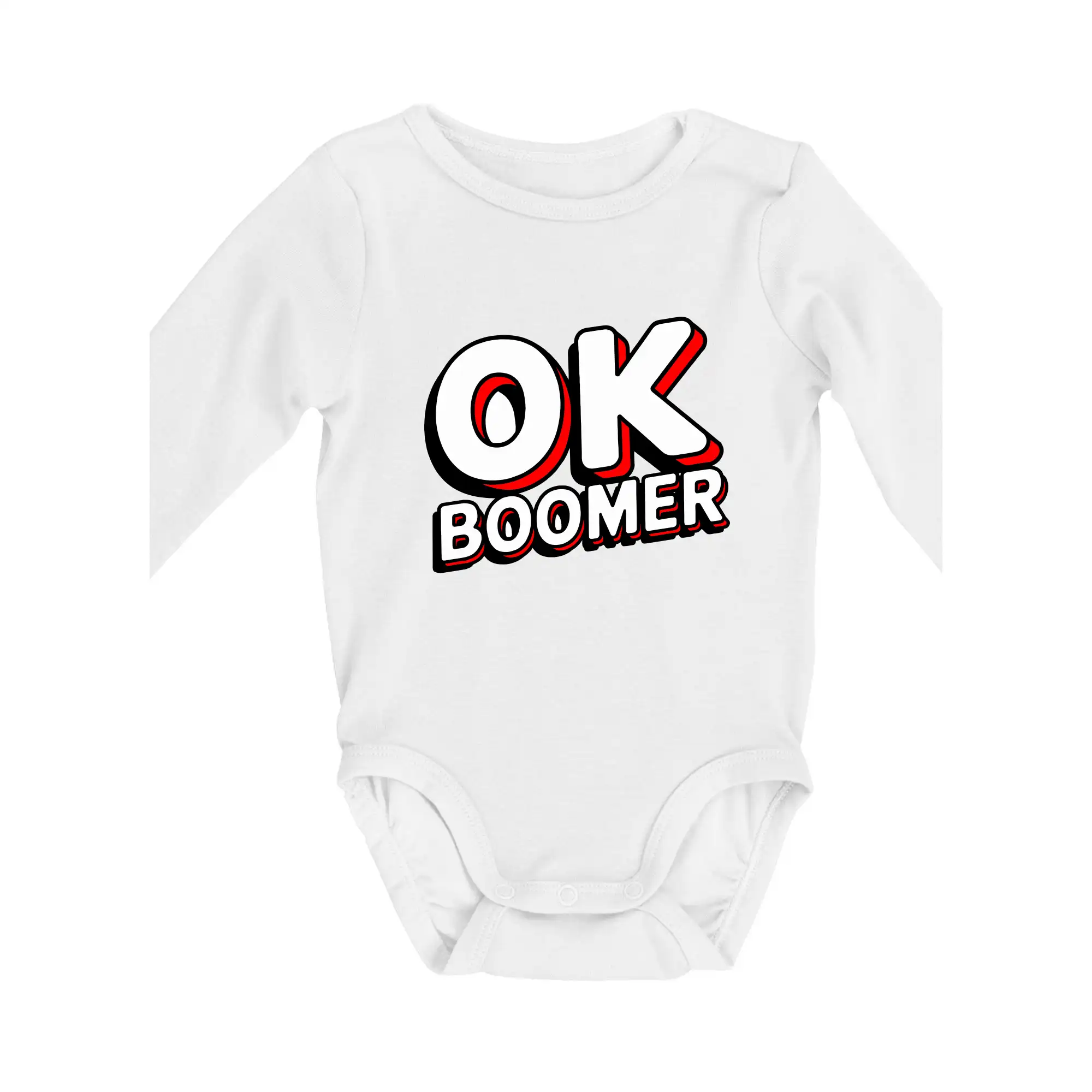 Tričká s motívmi ktoré frčia na internete - Baby Boomers - OK boomer - Body dojčenské s dlhým rukávom