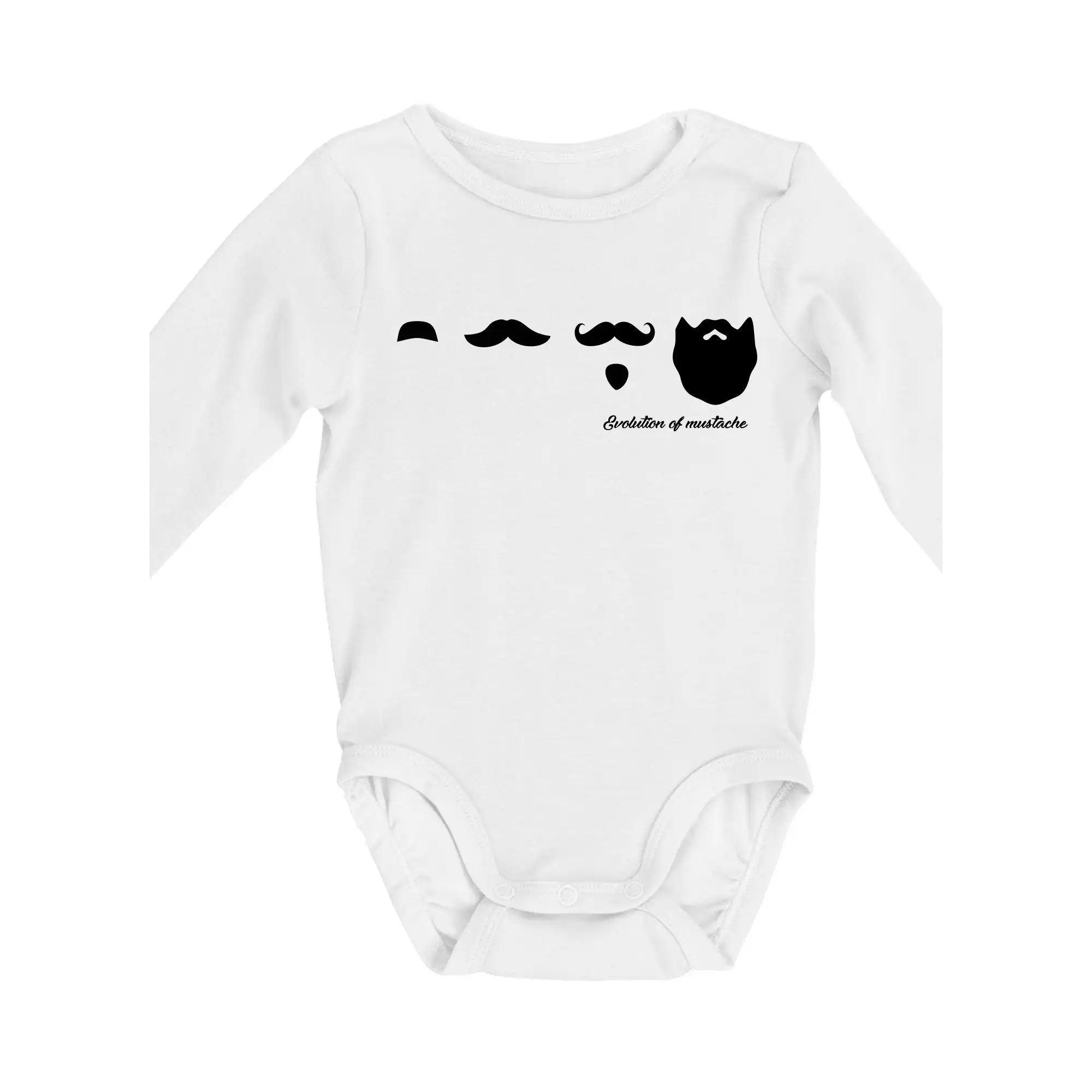 Tričká s fúzikmi - Evolution mustache - Body dojčenské s dlhým rukávom