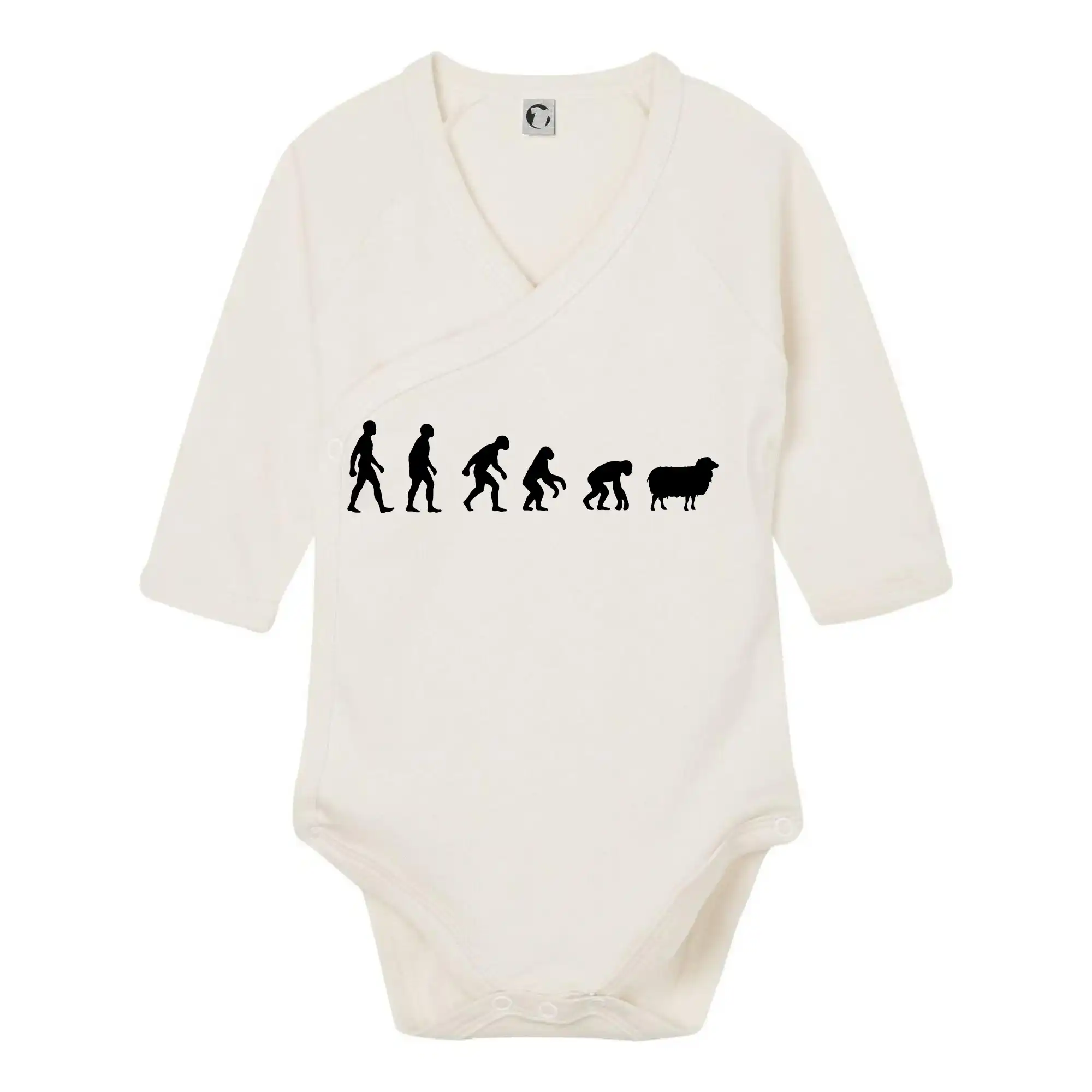 Tričká s potlačou evolúcia - Evolúcia ovce - Body zavinovacie s dlhým rukávom