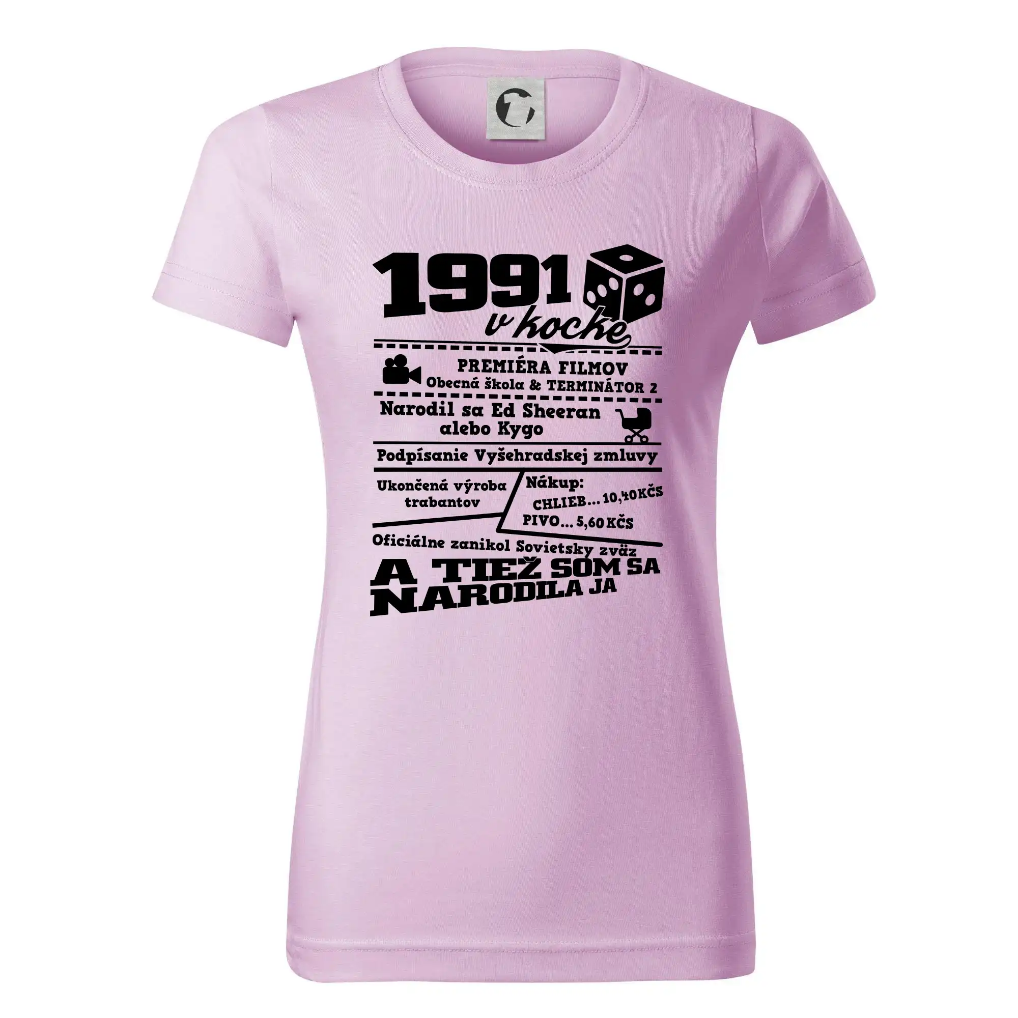 Trička s ročníkom 1991 - 1991 v kocke - Dámske tričko basic - ľahko voľnejšie a dlhšie