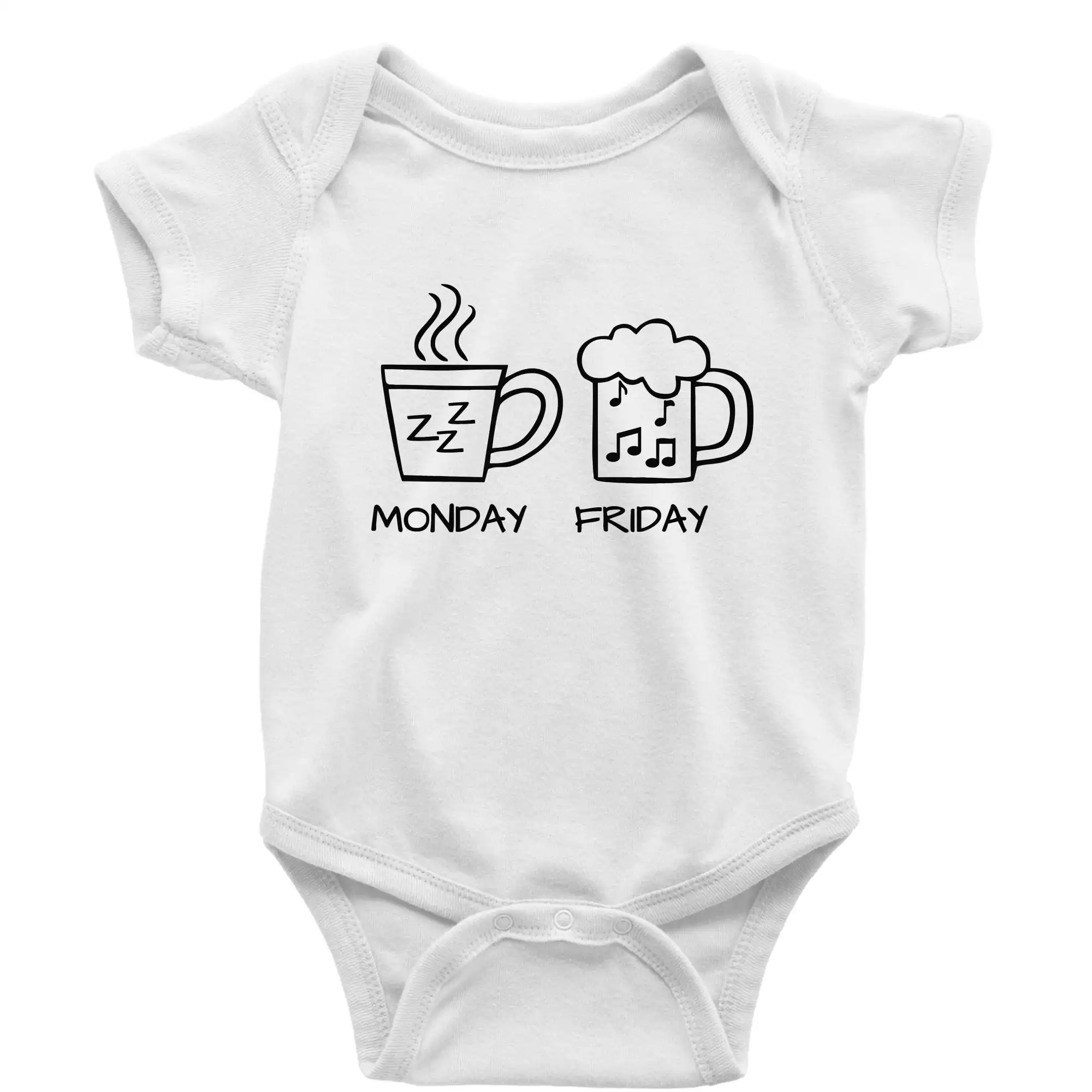 Vtipná tričká pre pivárov - Monday - Friday - Coffee Beer - Body dojčenské s krátkym rukávom