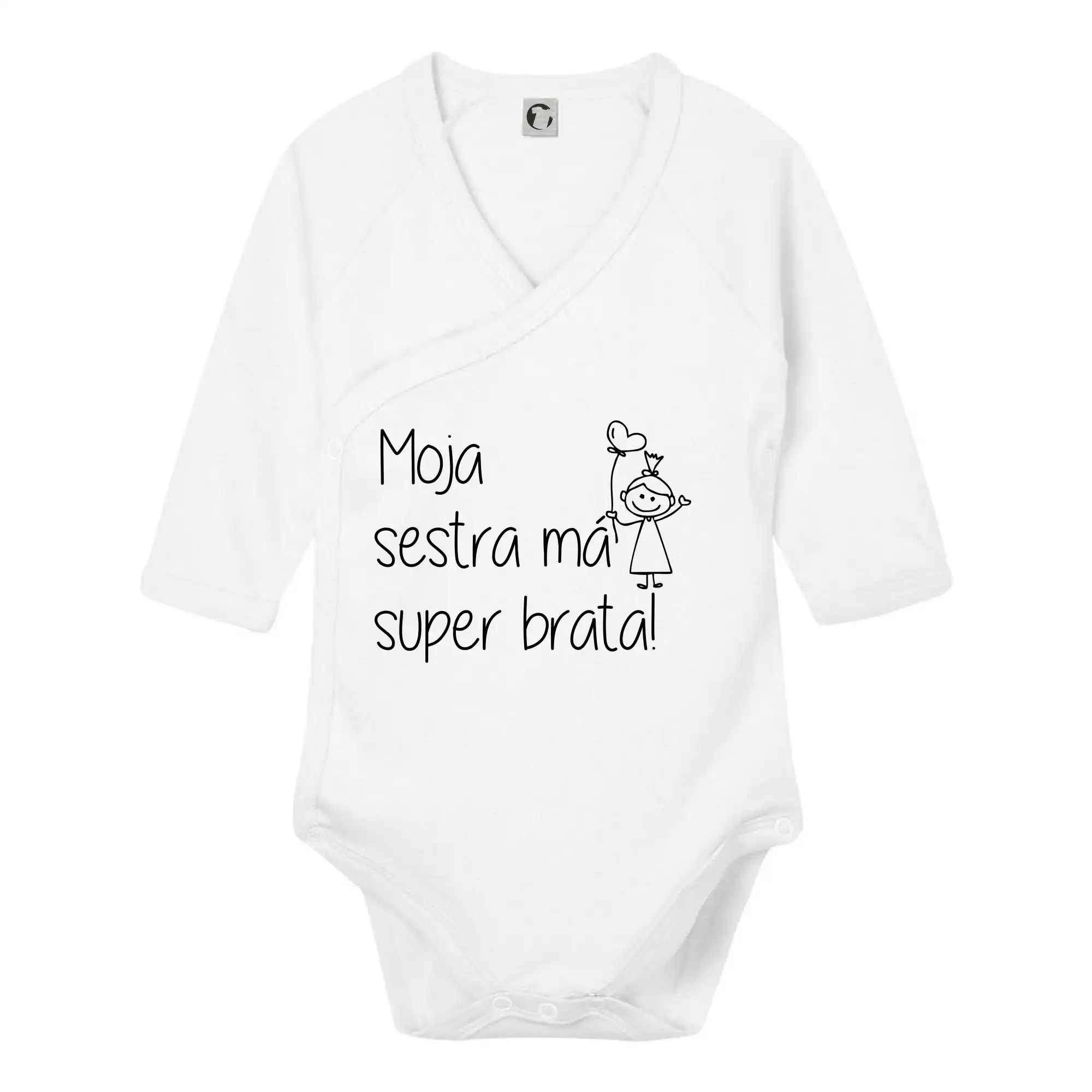 Tričká a mikiny pre dcéru - Moja sestra má super sestru / 	Moja sestra má super brata - Body zavinovacie s dlhým rukávom