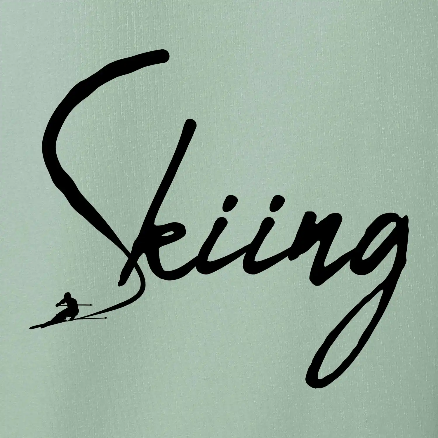 Skiing nápis lyžař