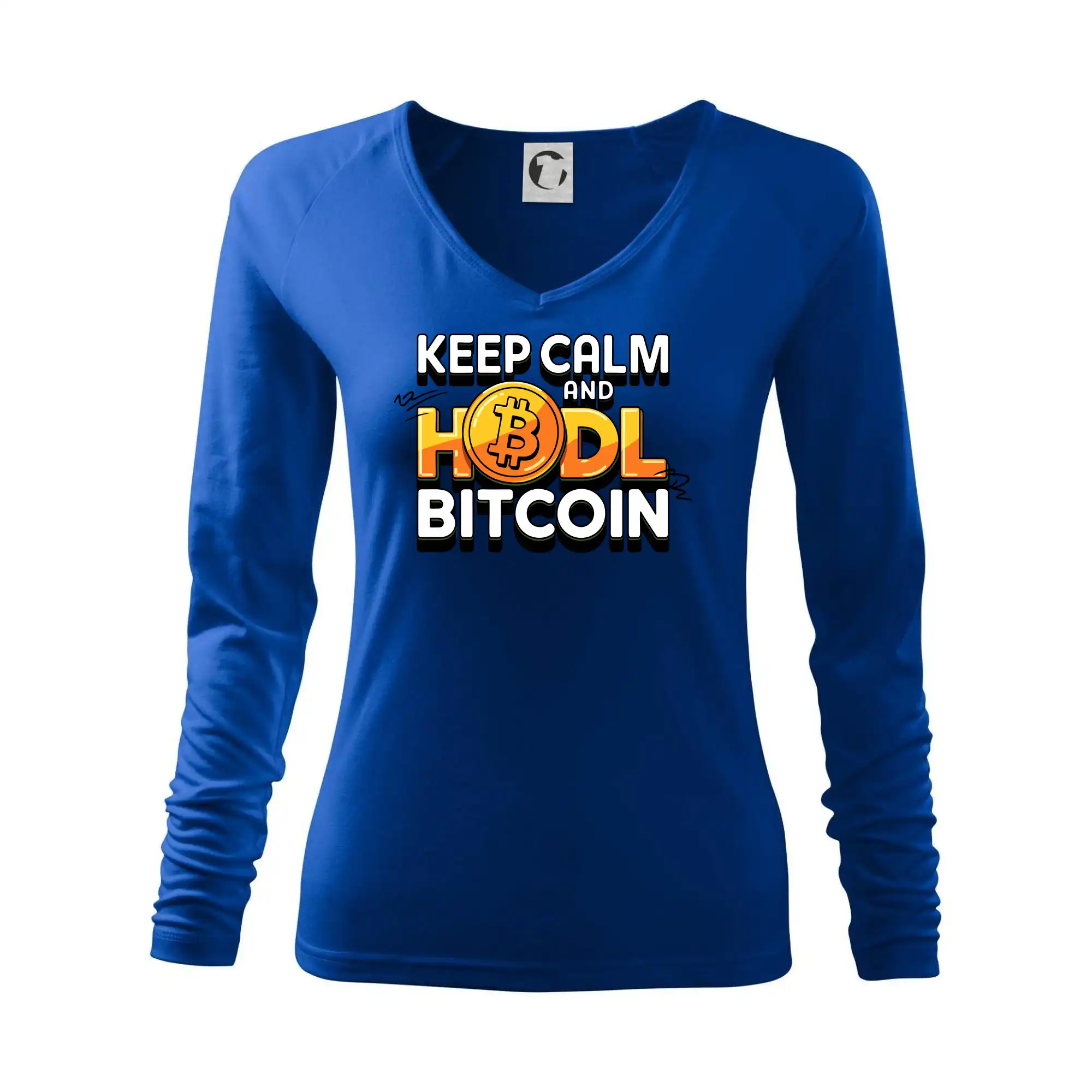 3D nápis Keep Calm and HODL Bitcoin - Tričko dámske Elegance