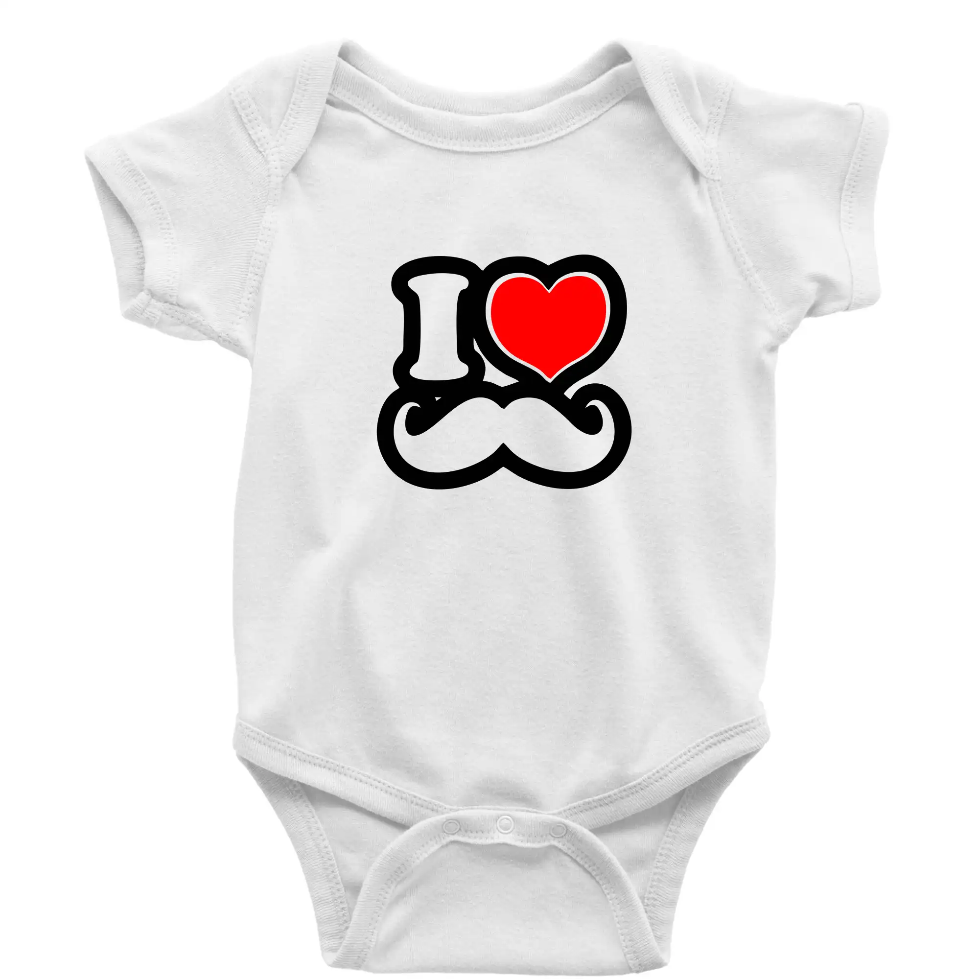 Tričká s fúzikmi - i love mustache - obrys - Body dojčenské s krátkym rukávom