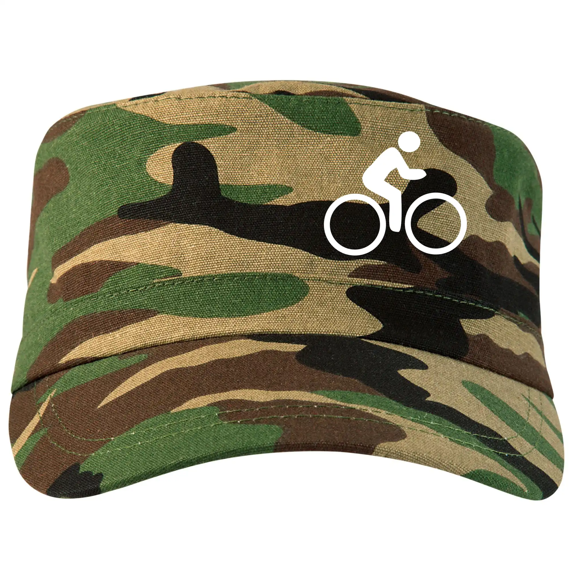 Tričko ako darček pre cyklistu - Obrázok kolesa na prsníku - ikona panáčik - Šiltovka CAMO