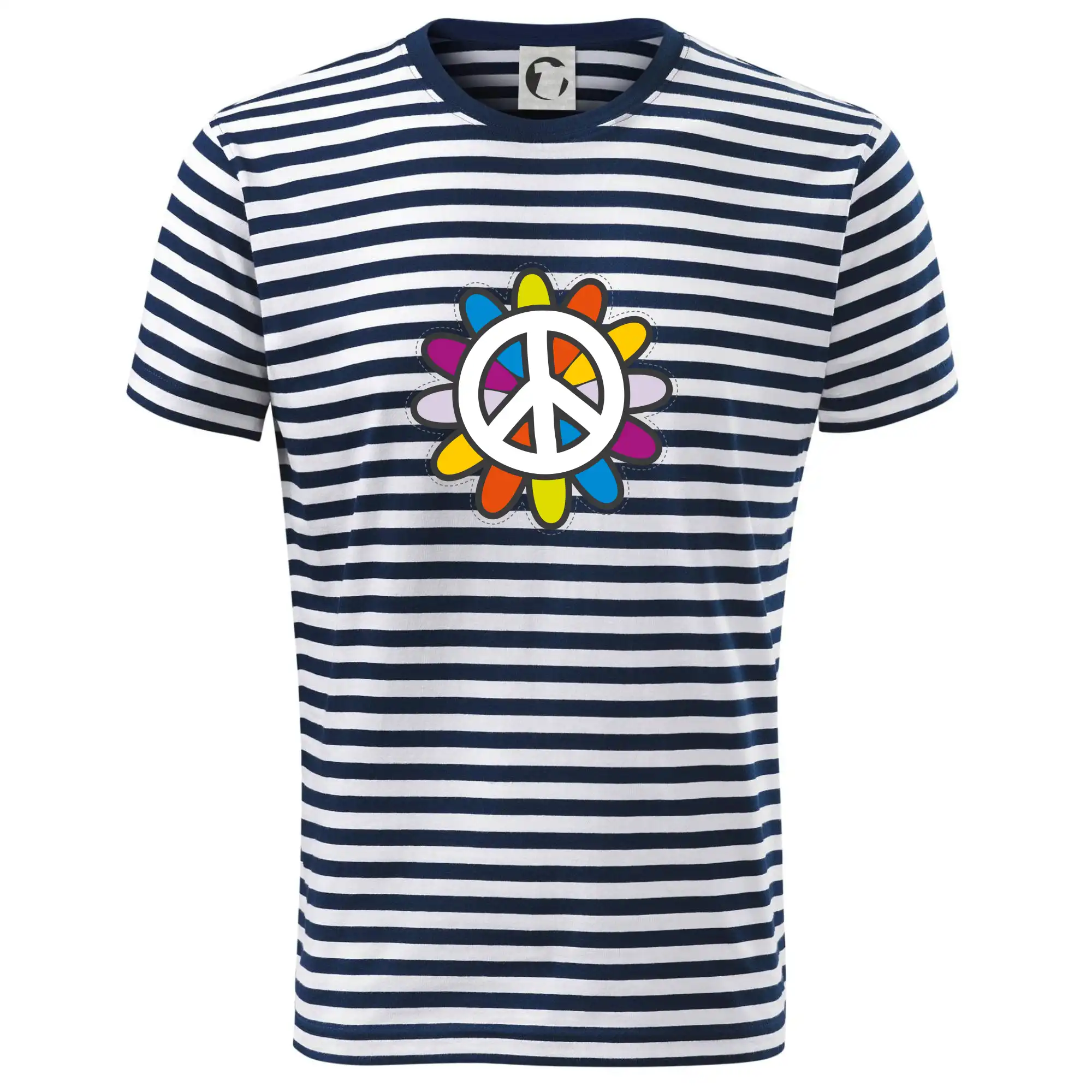 Tričká pre pohodový ľudí - Peace symbol s kreslenou kvetinou - Tričko na vodu