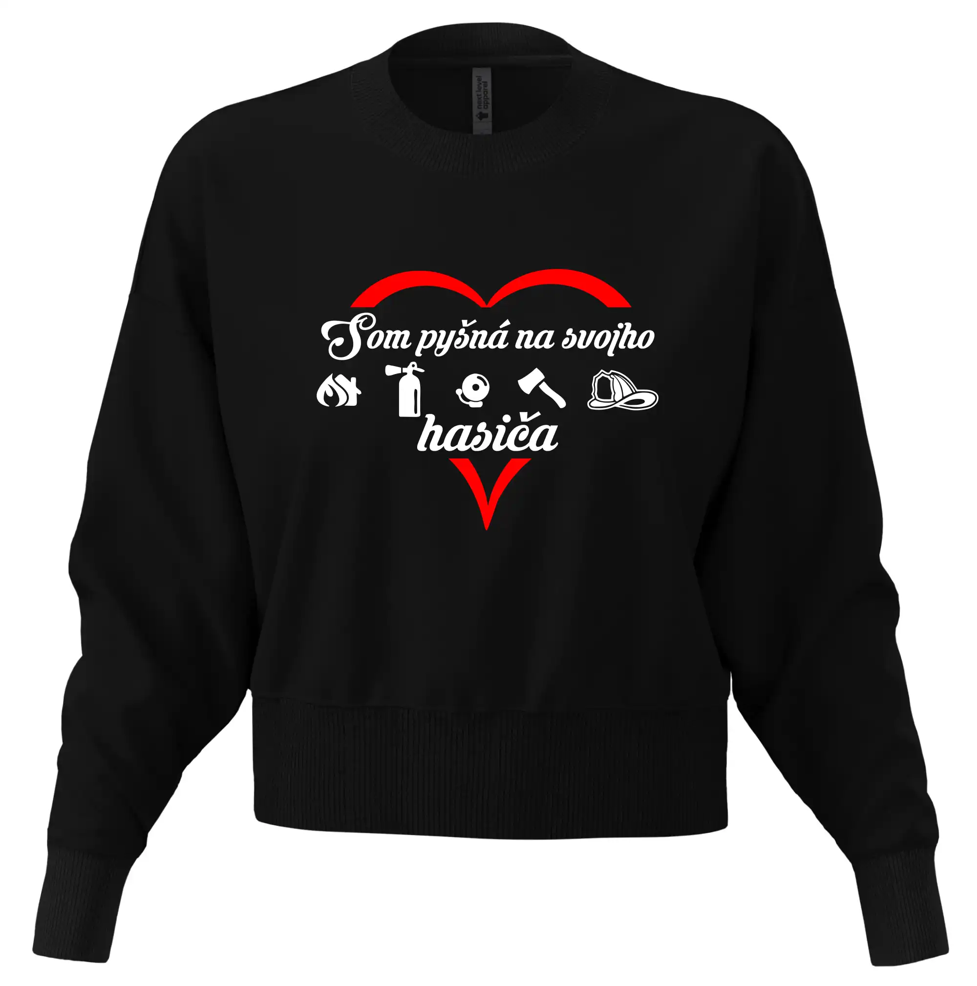 Originálne tričká pre hasičov - Som pyšná na hasiča - Mikina oversize crop OVERSIZE