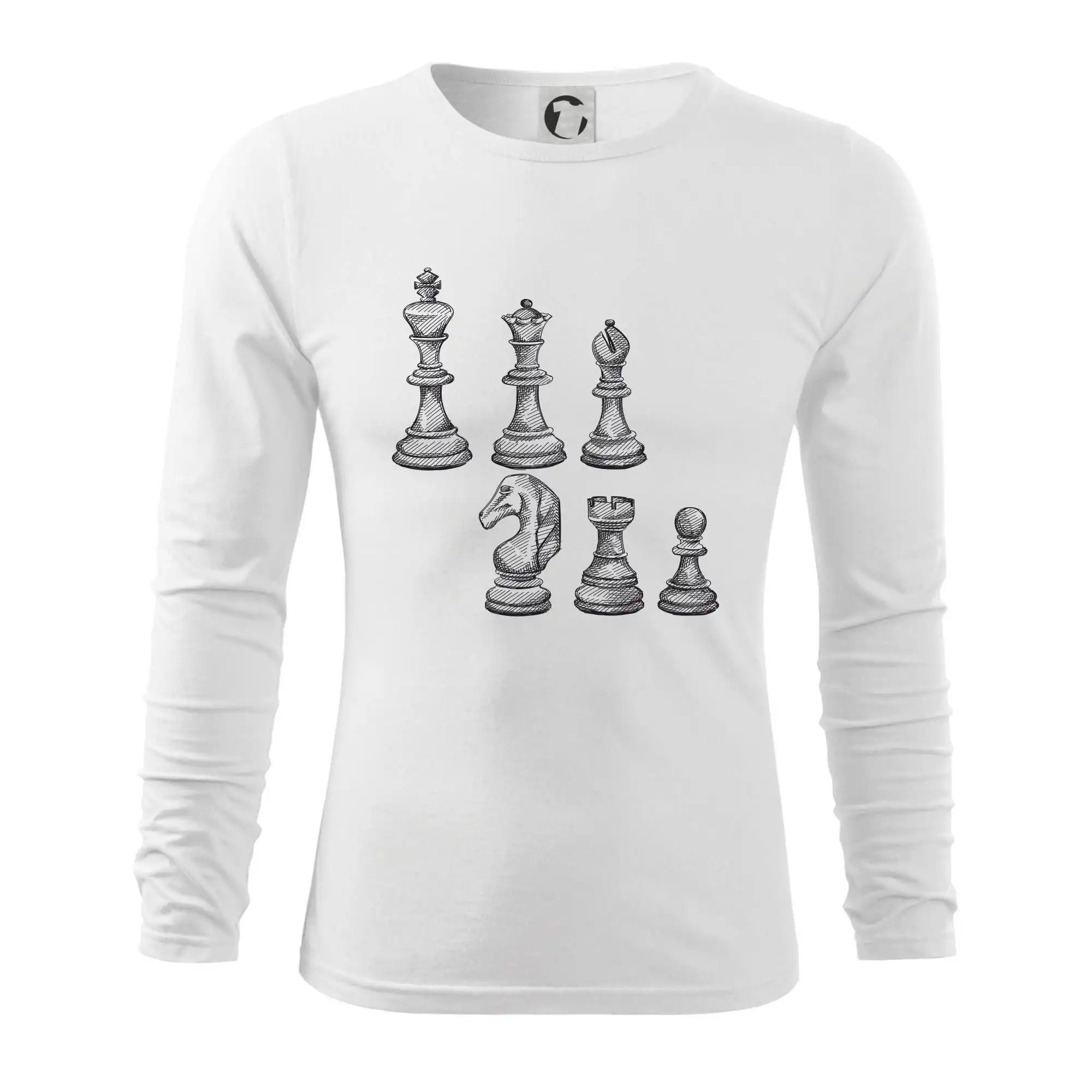 Tričká a mikiny so spoločenskými hrami  - Šachové figúrky kreslené - Tričko s dlhým rukávom FIT-T long sleeve