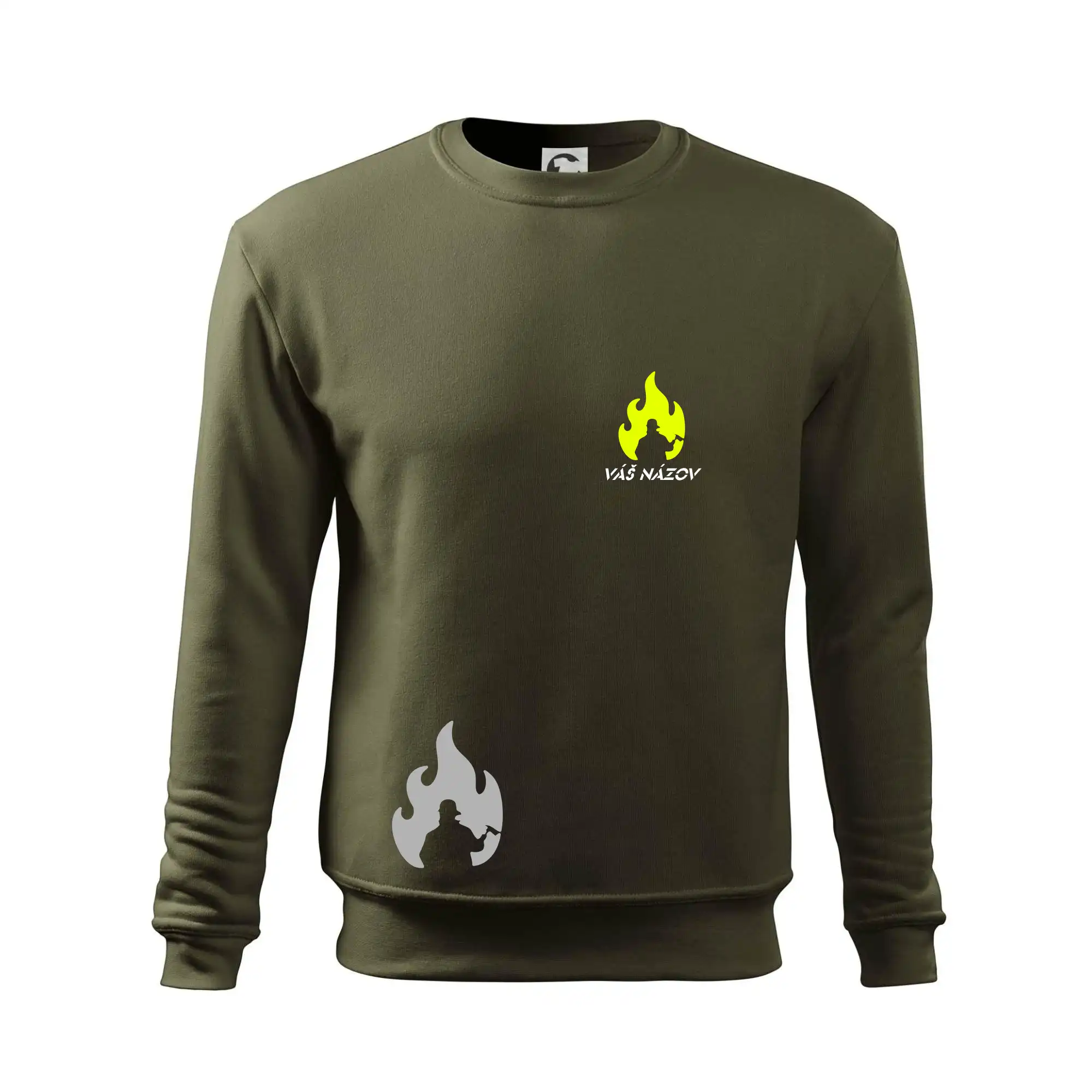 Originálne tričká pre hasičov - Hasiči - oheň - Váš názov - Prsník + chrbát - Mikina Essential pánska
