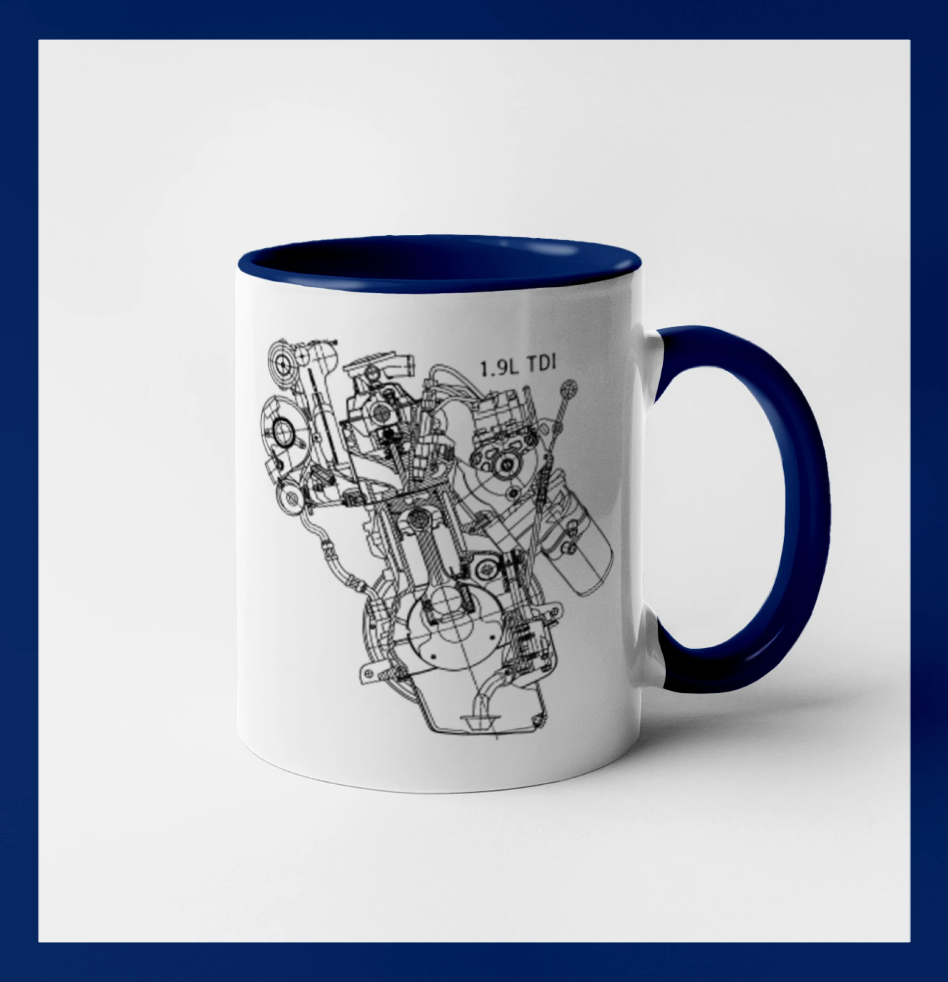 Auto tričká - Motor Škoda/ VW 1.9L  TDI z boku - Hrnček 