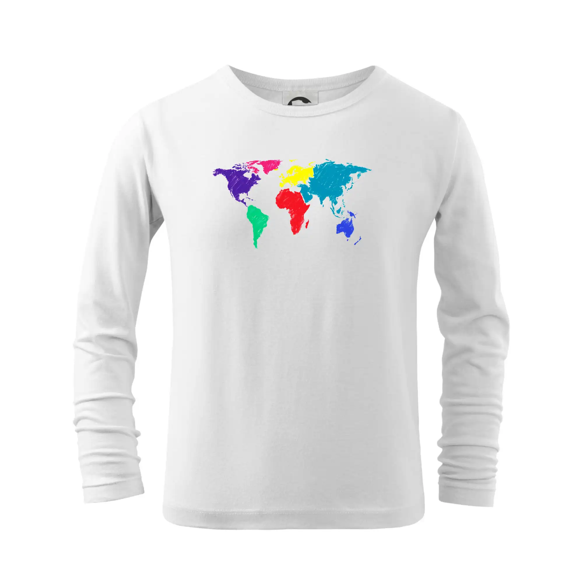 Trička pre cestovateľov - Svetové kontinenty bez názvov - farebné - Tričko detské Long Sleeve