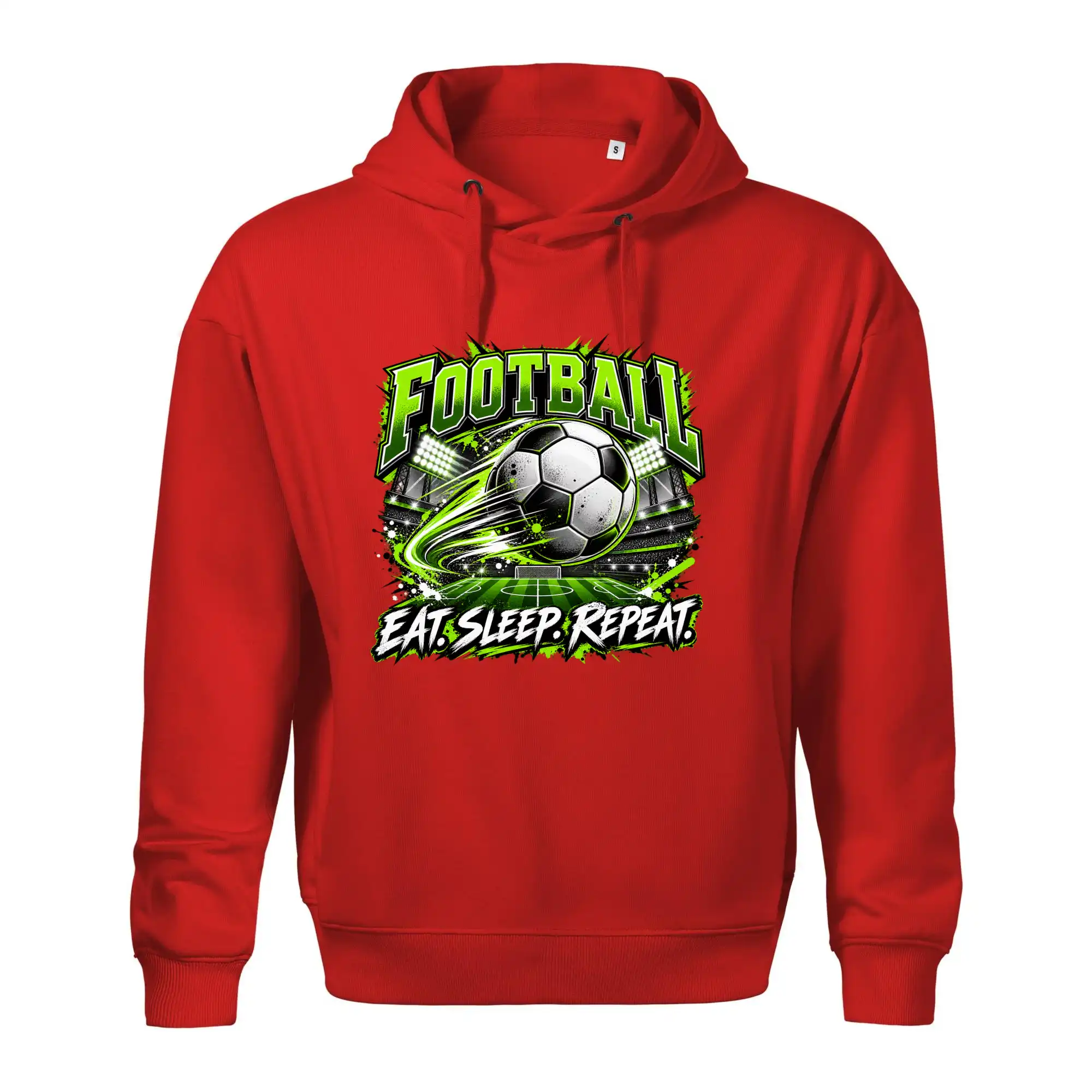 Fotbalový míč a stadion eat sleep repeat