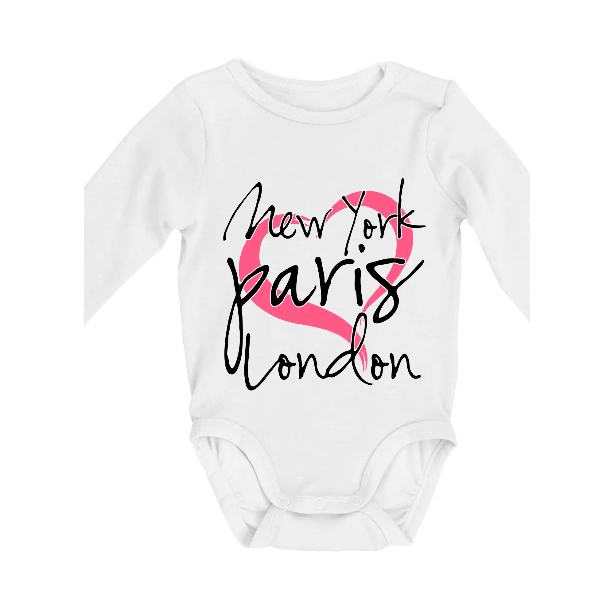 Tričká Francúzsko - I love NYC Paris London - Body dojčenské s dlhým rukávom