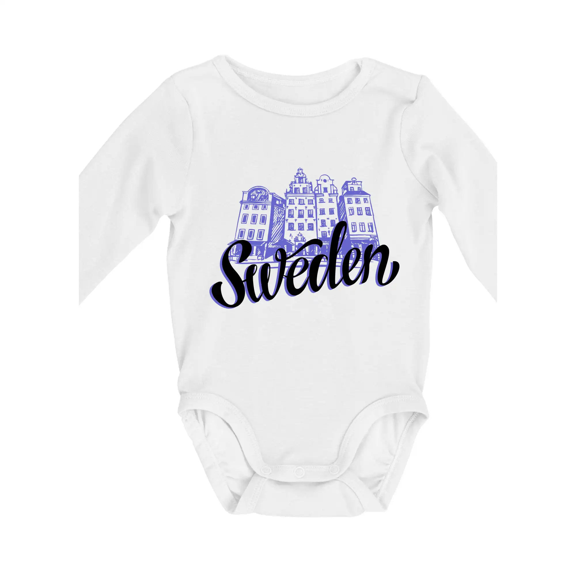 Ostatné mestá / miesta - Sweden Lettering - Body dojčenské s dlhým rukávom