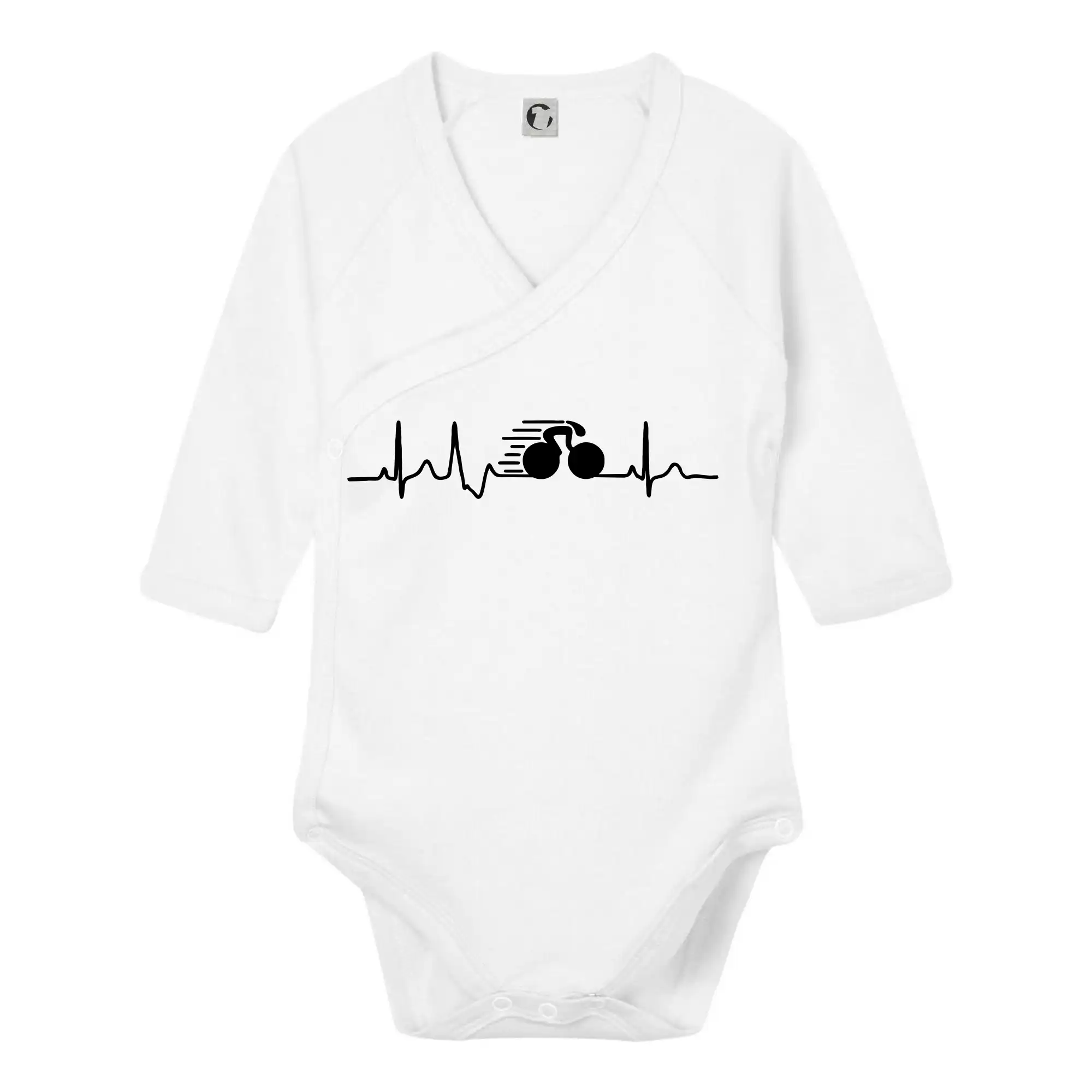 Tričko ako darček pre cyklistu - EKG dráhová cyklistika - Body zavinovacie s dlhým rukávom