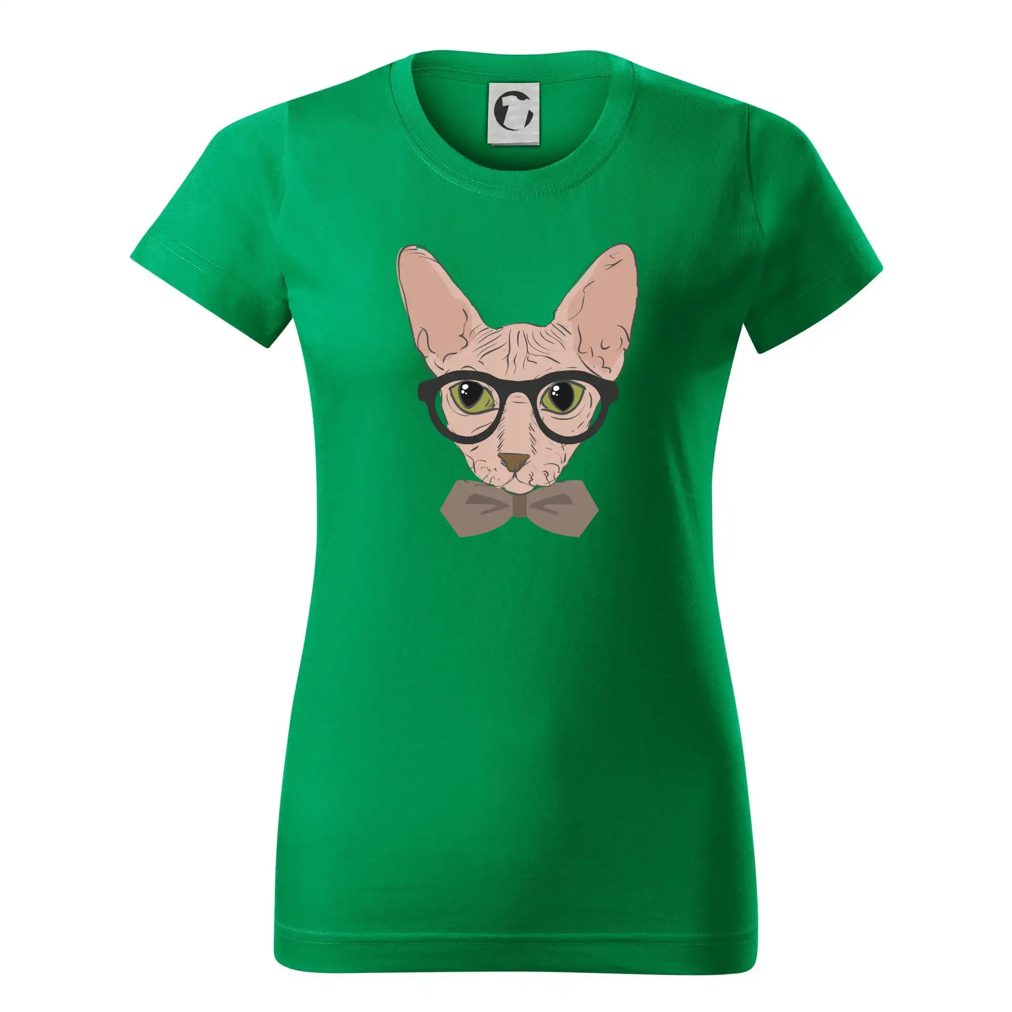 Vtipná tričká s mačkou - Hipster sphynx - Dámske tričko basic - ľahko voľnejšie a dlhšie