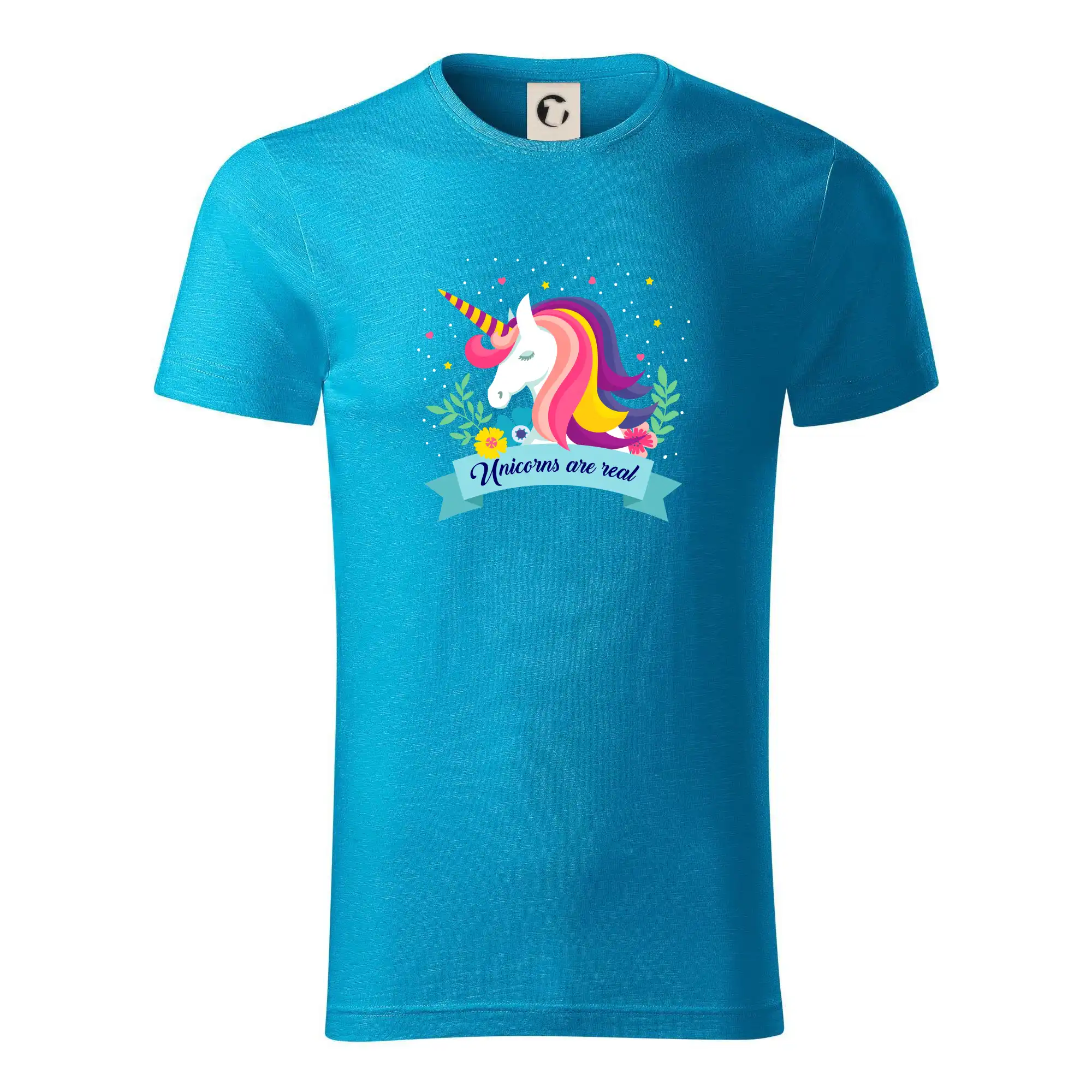 Tričká s jednorožcom - Unicorns are real dúhový - Tričko z organickej bavlny