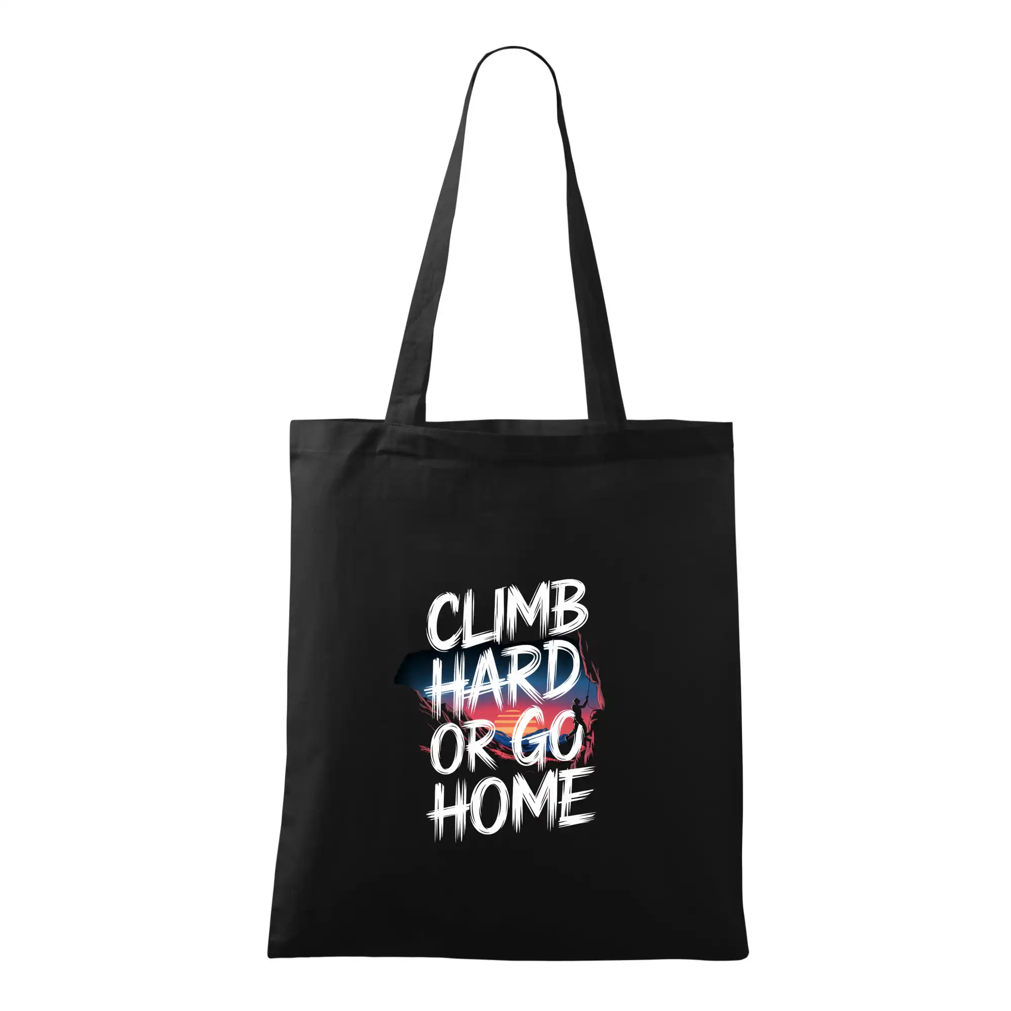 Trička pro horolezcov - Nočná krajina - Climb hard or go home - Taška bavlnená