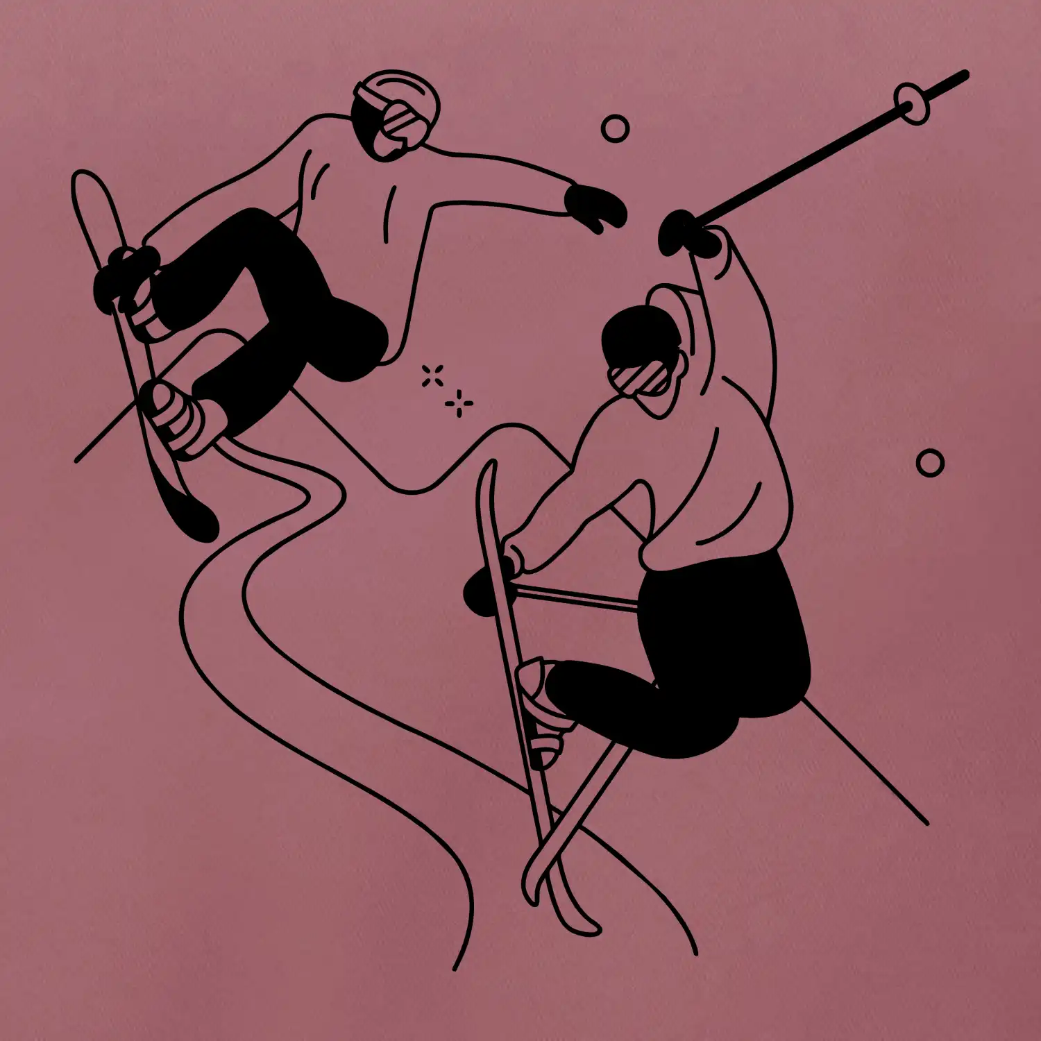 Lyžovaní - kresleny obrázek