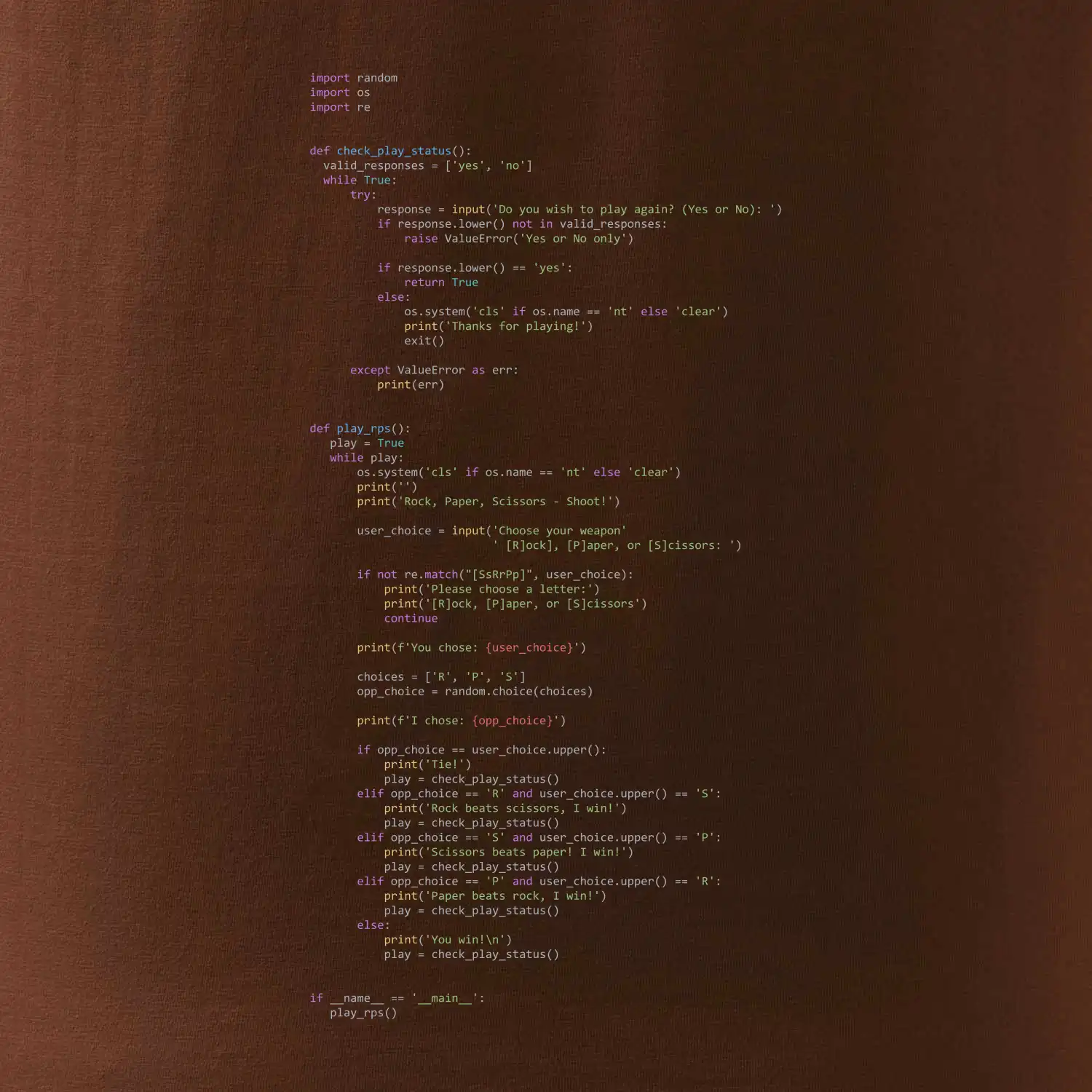 Python Rock Paper Scissors