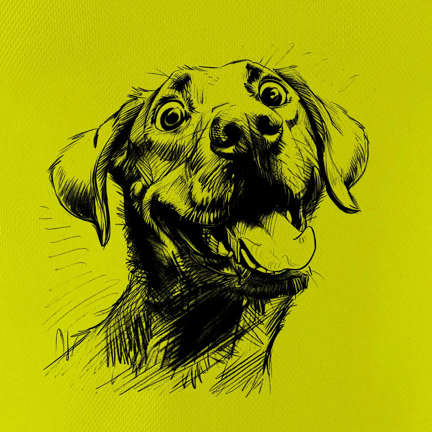 Černobílá karikatura Labrador světlý