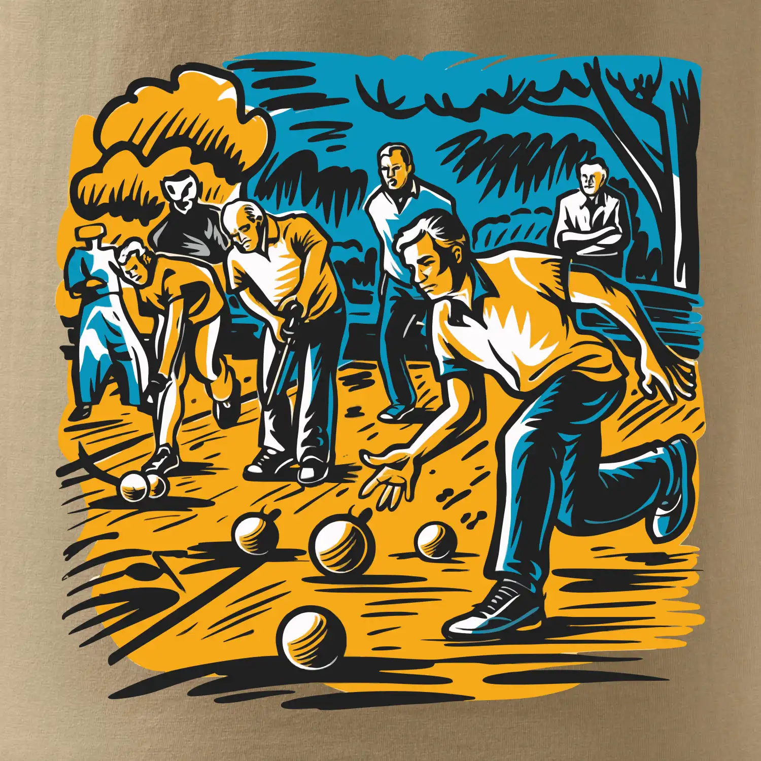 Petanque hra - modro oranžová