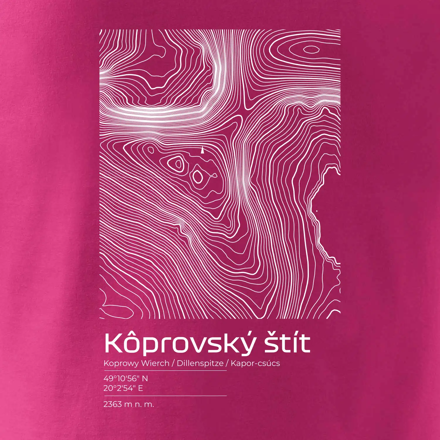 Kôprovský štít - vrstevnice v obdélníku