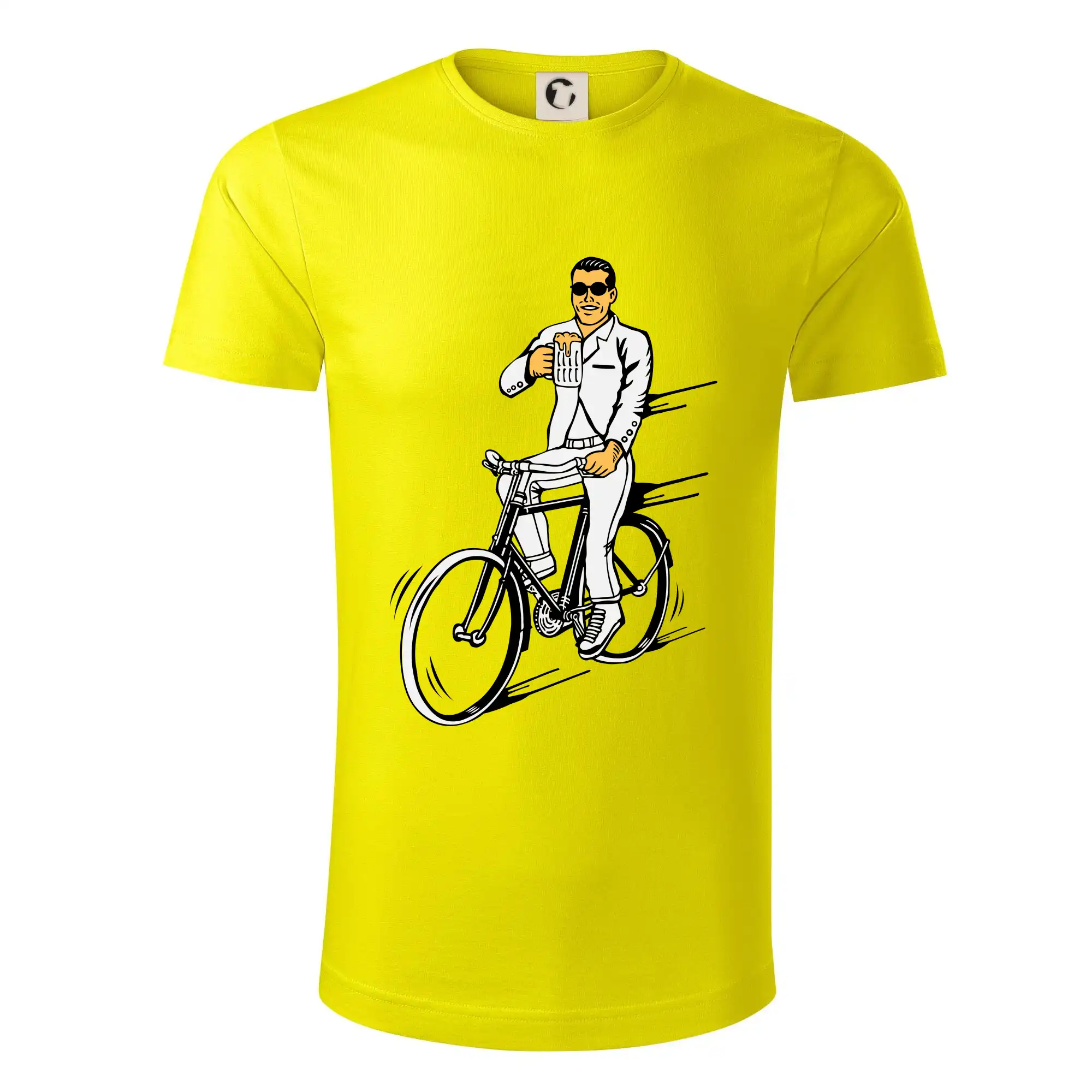Tričko ako darček pre cyklistu - Gentleman na bicykli s pivom - Tričko z organickej bavlny