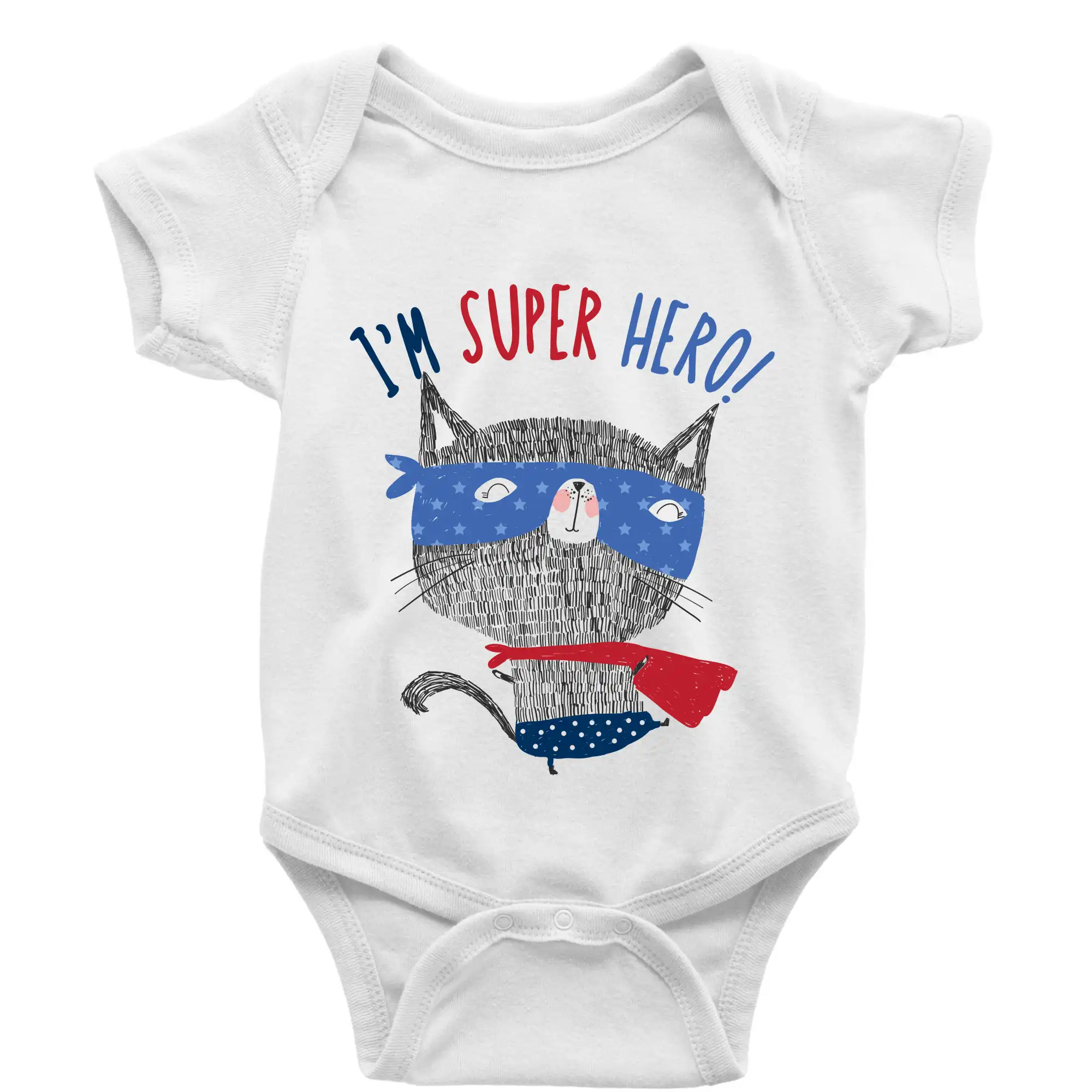 Vtipná tričká s mačkou - Super hero mačka - Body dojčenské s krátkym rukávom