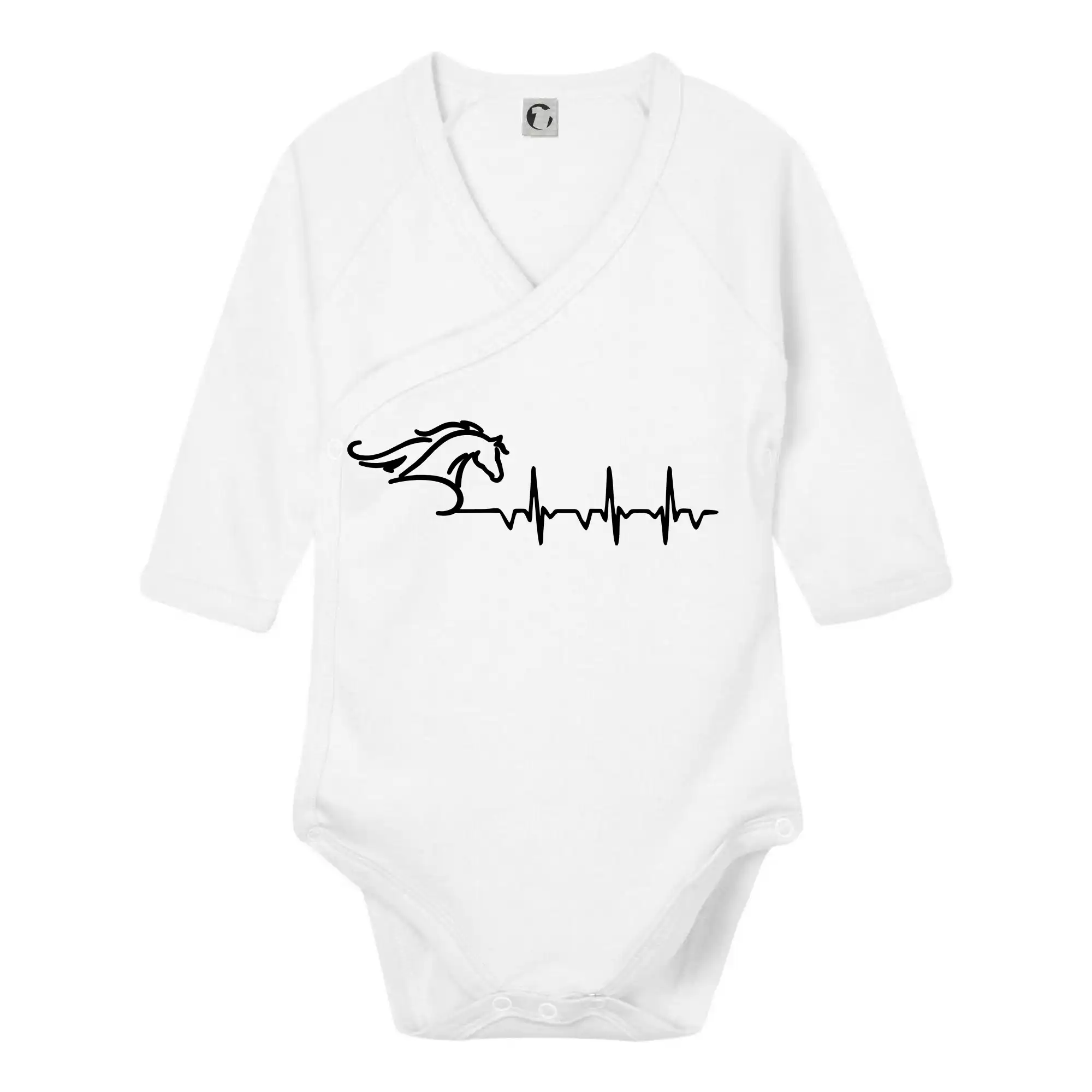 Tričká s koňmi - Hlava koňa EKG - Body zavinovacie s dlhým rukávom