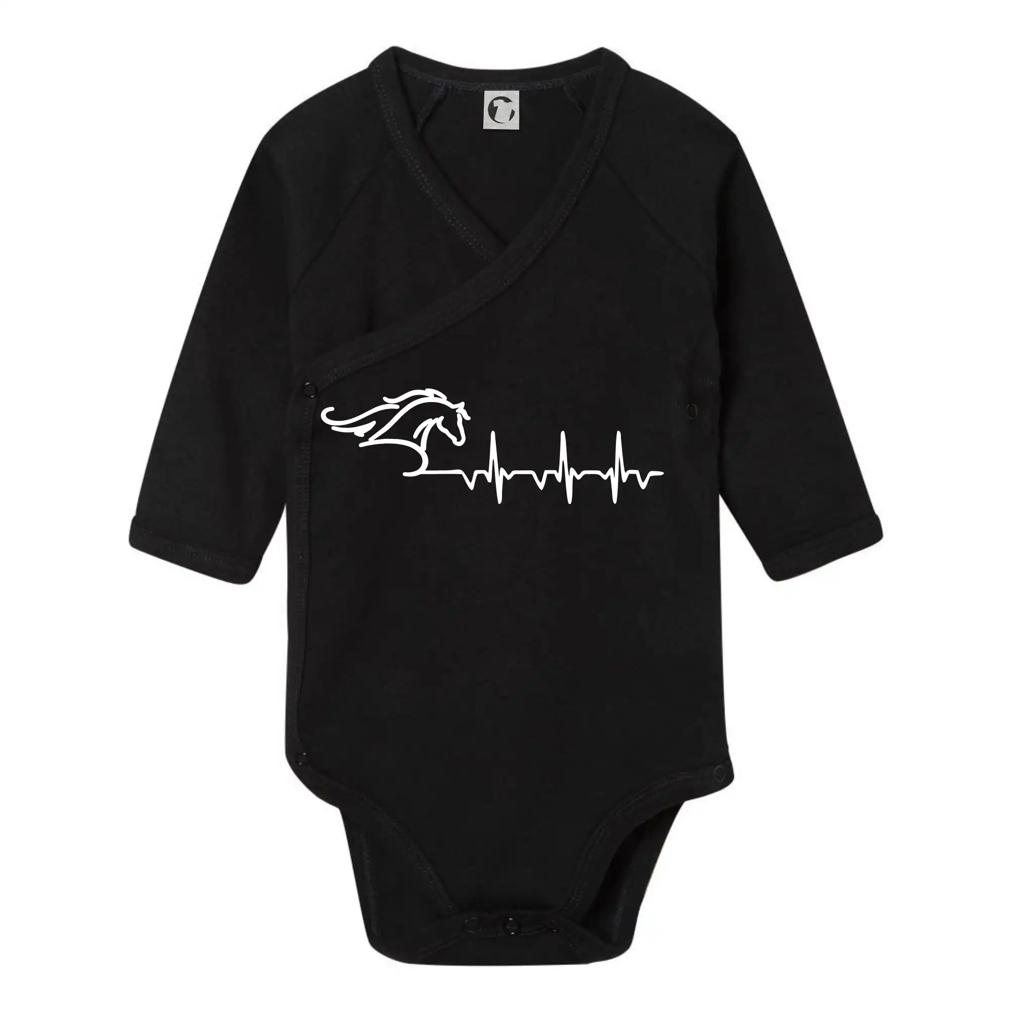 Tričká s koňmi - Hlava koňa EKG - Body zavinovacie s dlhým rukávom
