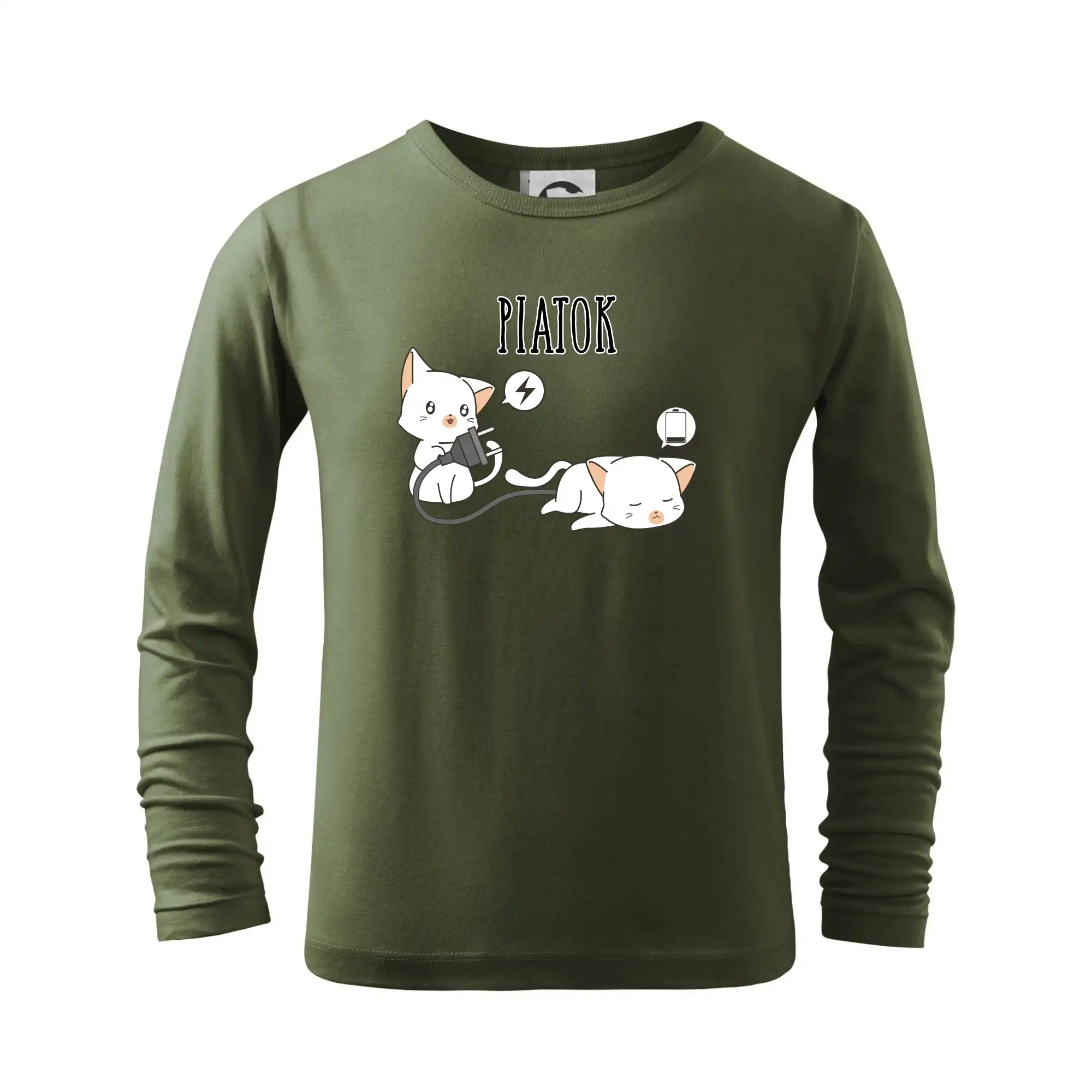 Vtipná tričká s mačkou - Mačky bez energie piatok - Tričko detské Long Sleeve