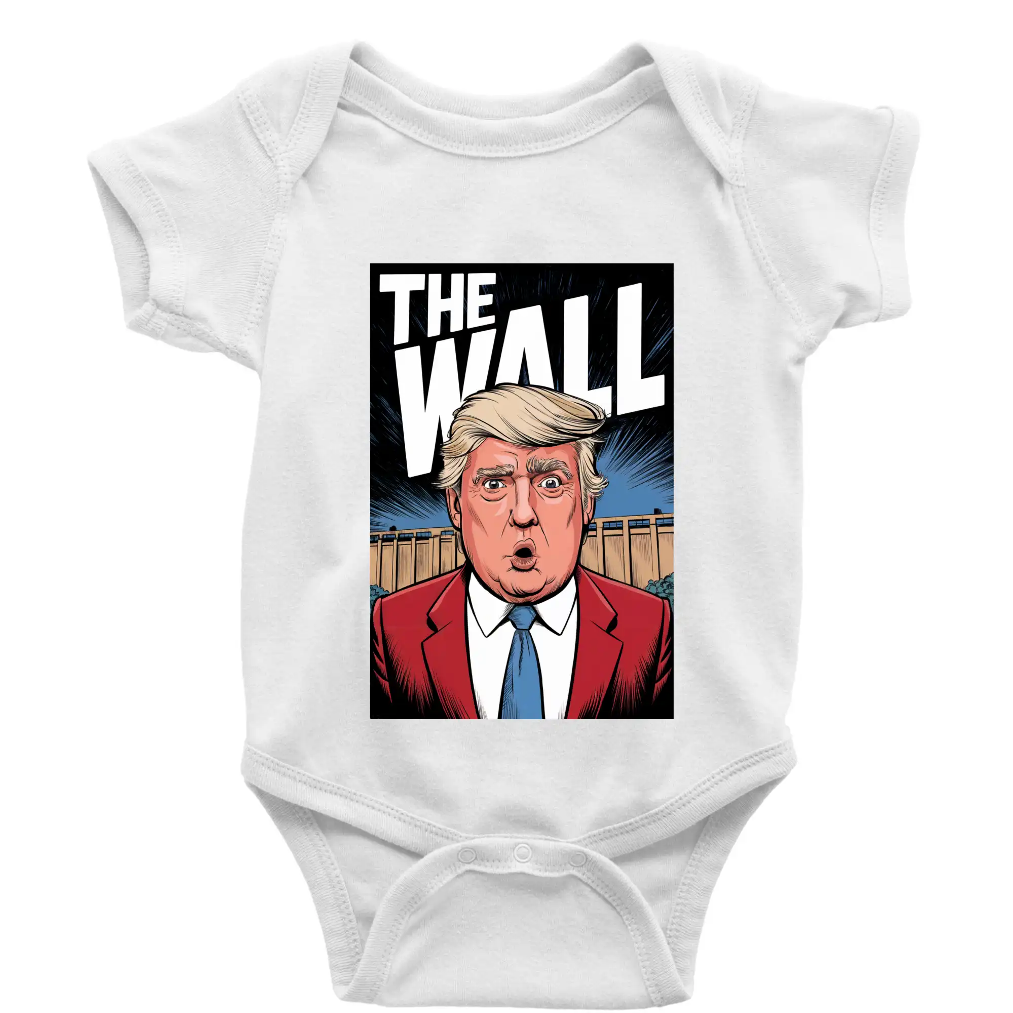 Politické tričká - The wall Trump - Body dojčenské s krátkym rukávom