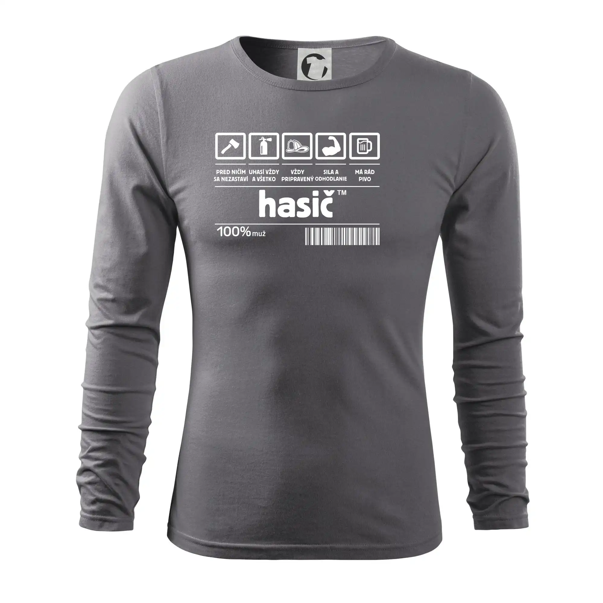 Originálne tričká pre hasičov - Čiarový kód - Hasič / hasička - Tričko s dlhým rukávom FIT-T long sleeve