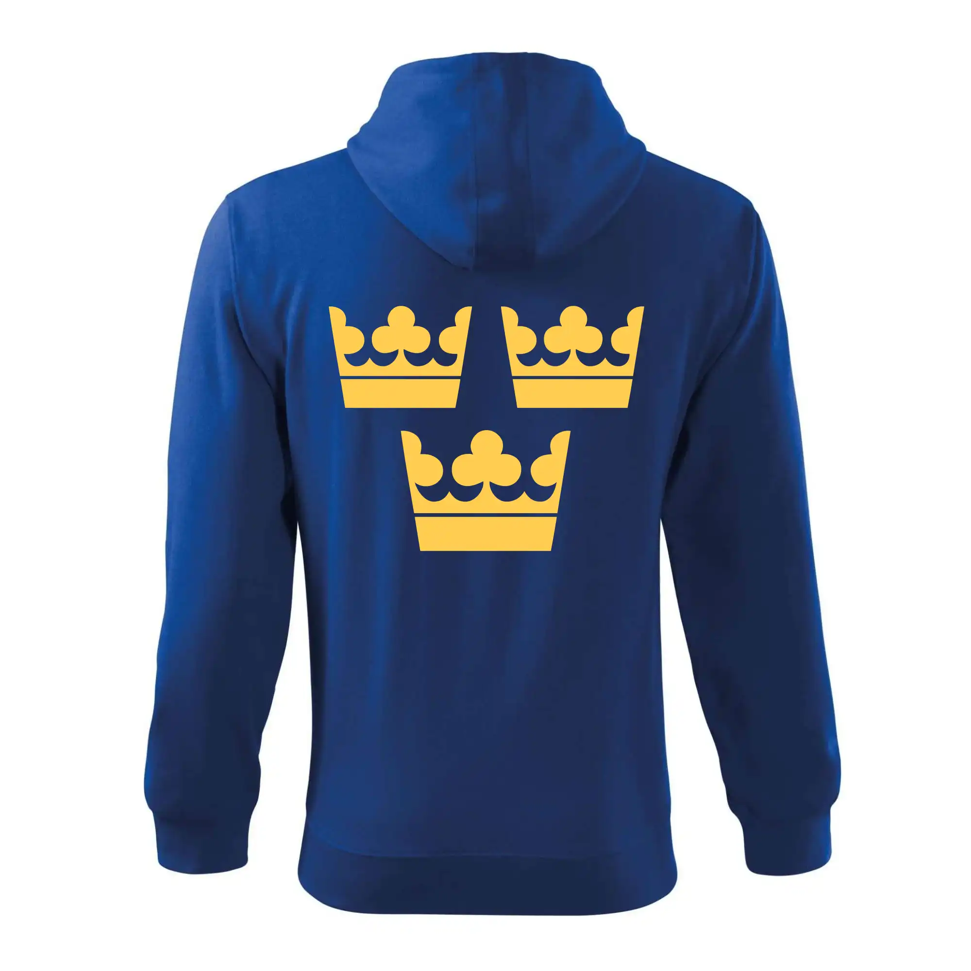Tričká pre futbalistov - Švédske koruny 3x veľké žlté - Mikina s kapucňou na zips trendy zipper