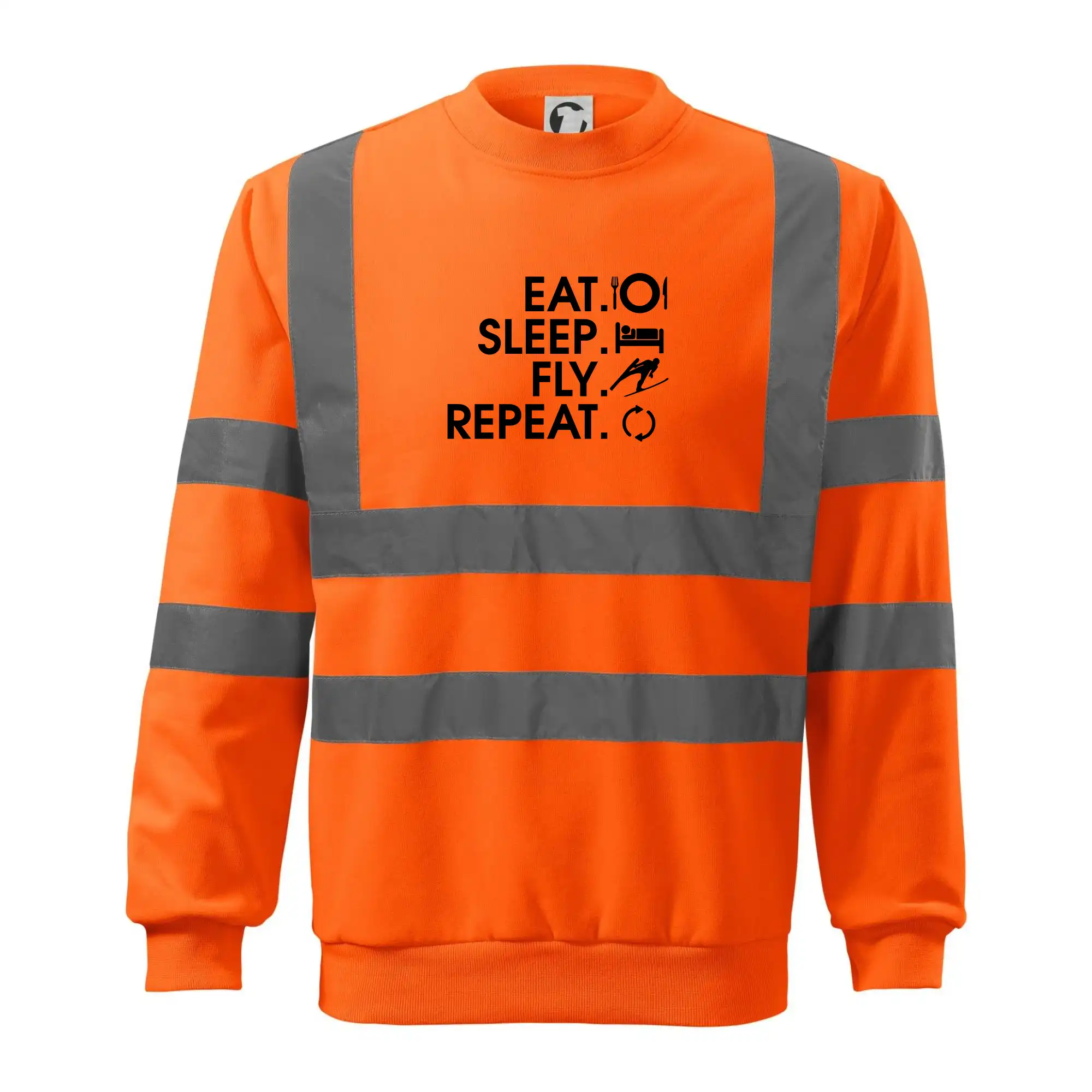 Lyže a Snowboard - Eat sleep fly repeat - skoky na lyžiach - Reflexná mikina