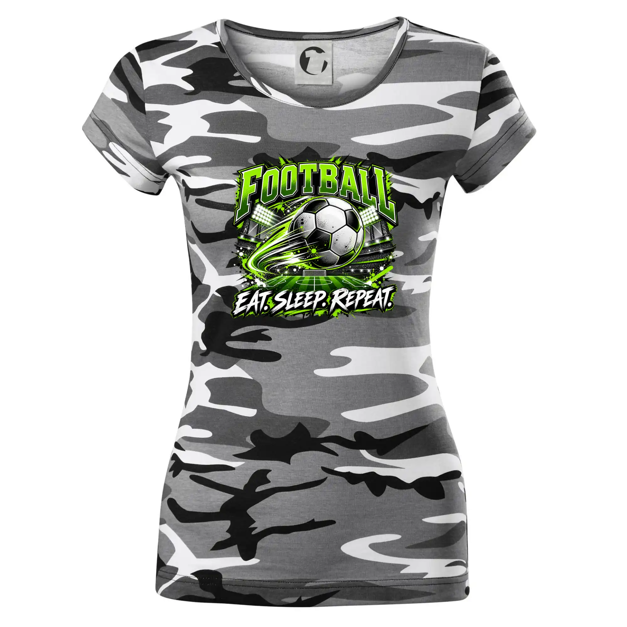 Fotbalový míč a stadion eat sleep repeat