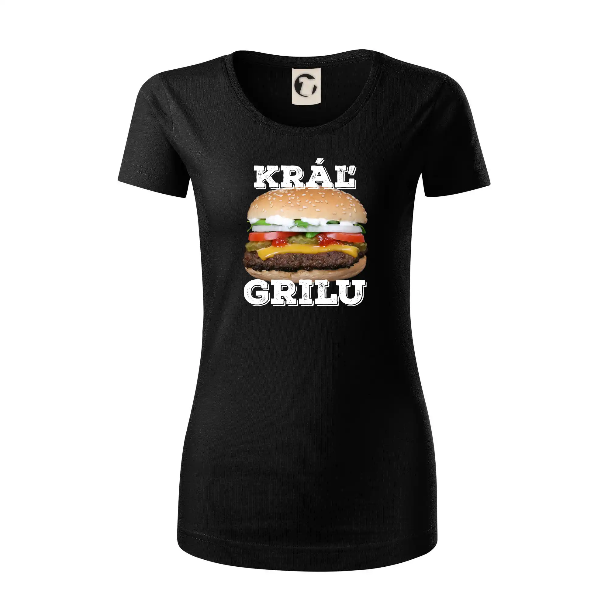 Tričká a zástery na grilovanie - Kráľ grilu hamburger - Dámske tričko z organickej bavlny Origin (GOTS)