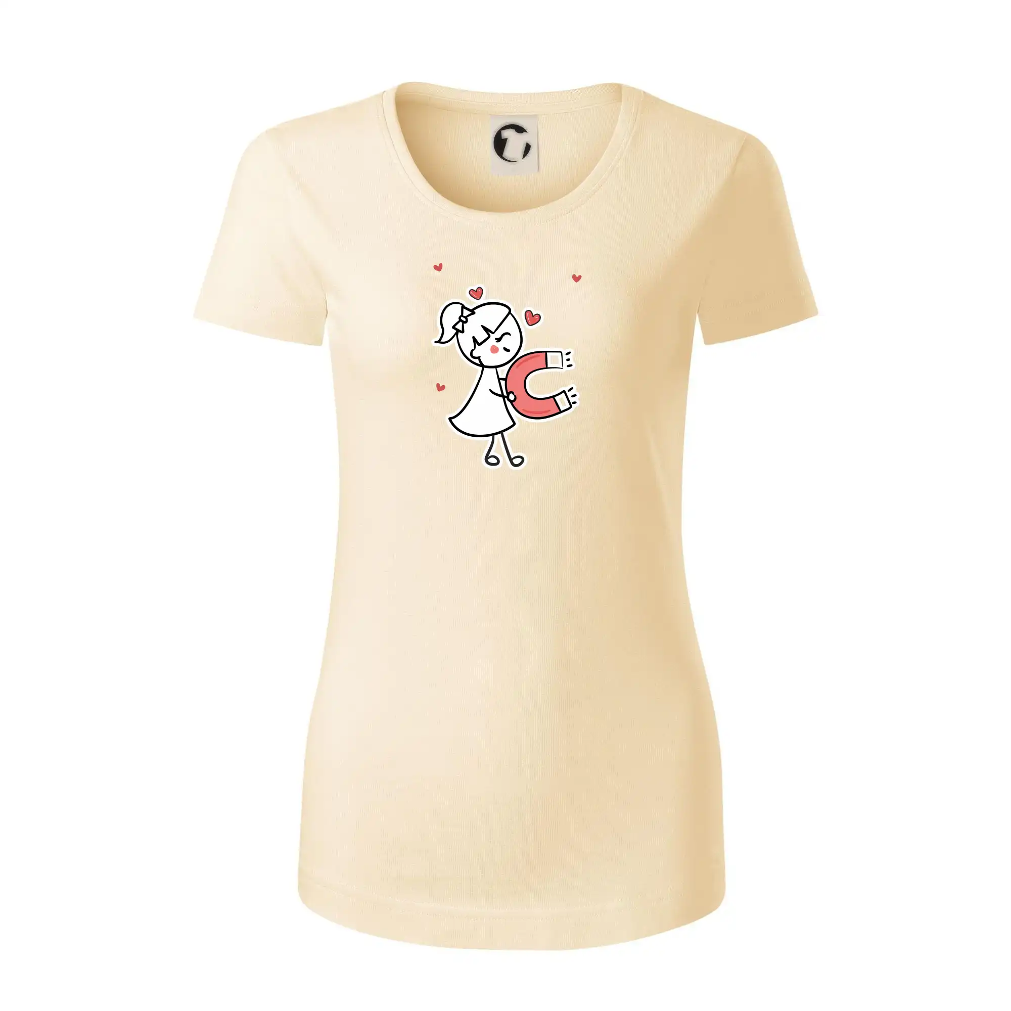 Tričká pre zamilovaných - Párový motív - panáčik a magnet - Dámske tričko z organickej bavlny Origin (GOTS)