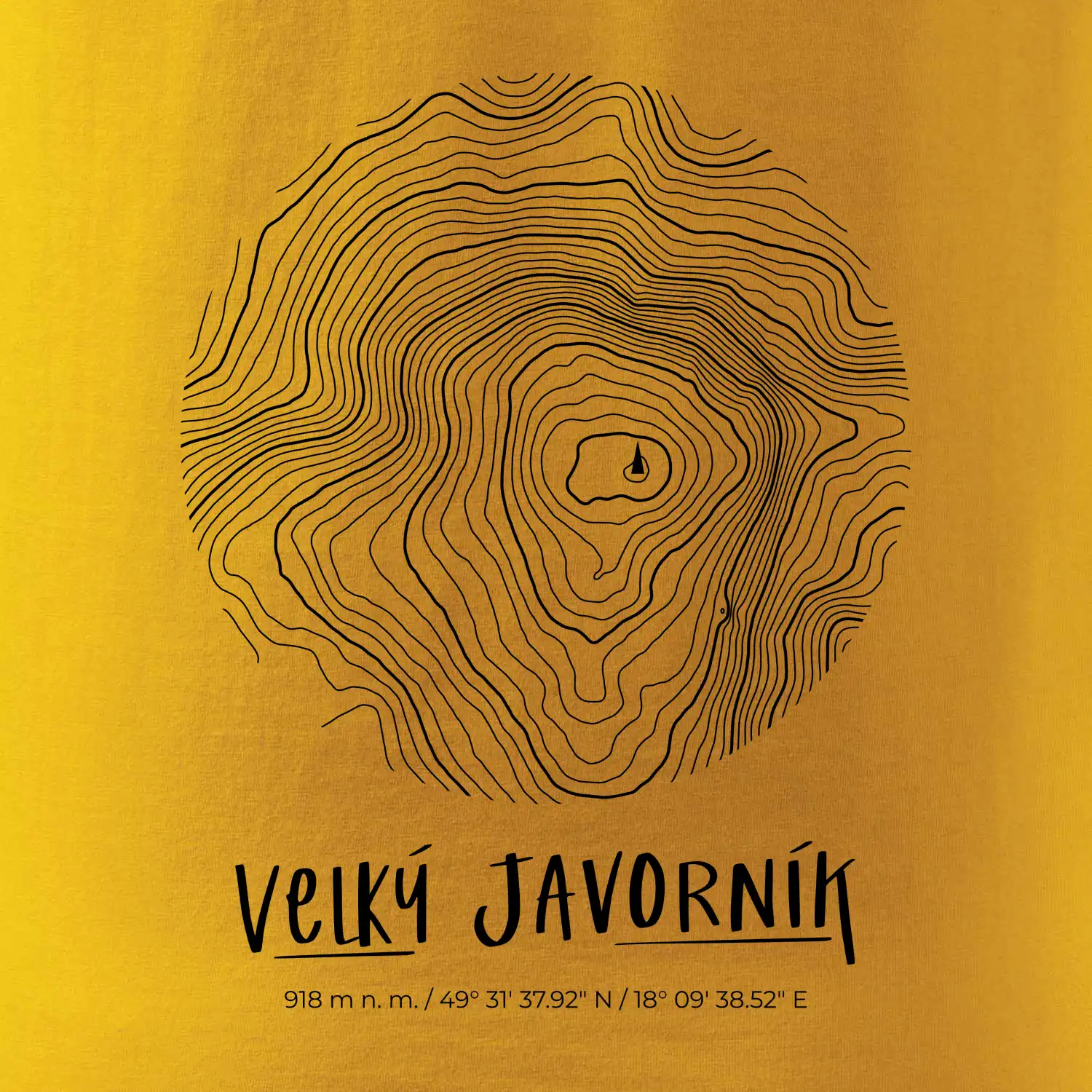 Velký Javorník - vrstevnice v kruhu