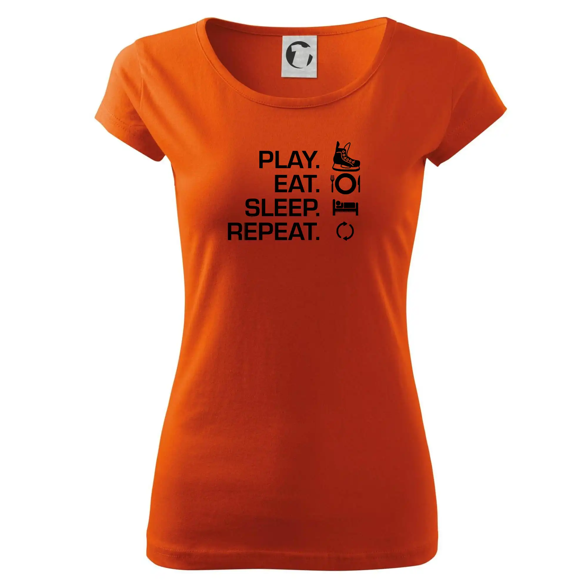 Hokejová trička - Play Eat Sleep Repeat hokej - Dámske tričko Pure