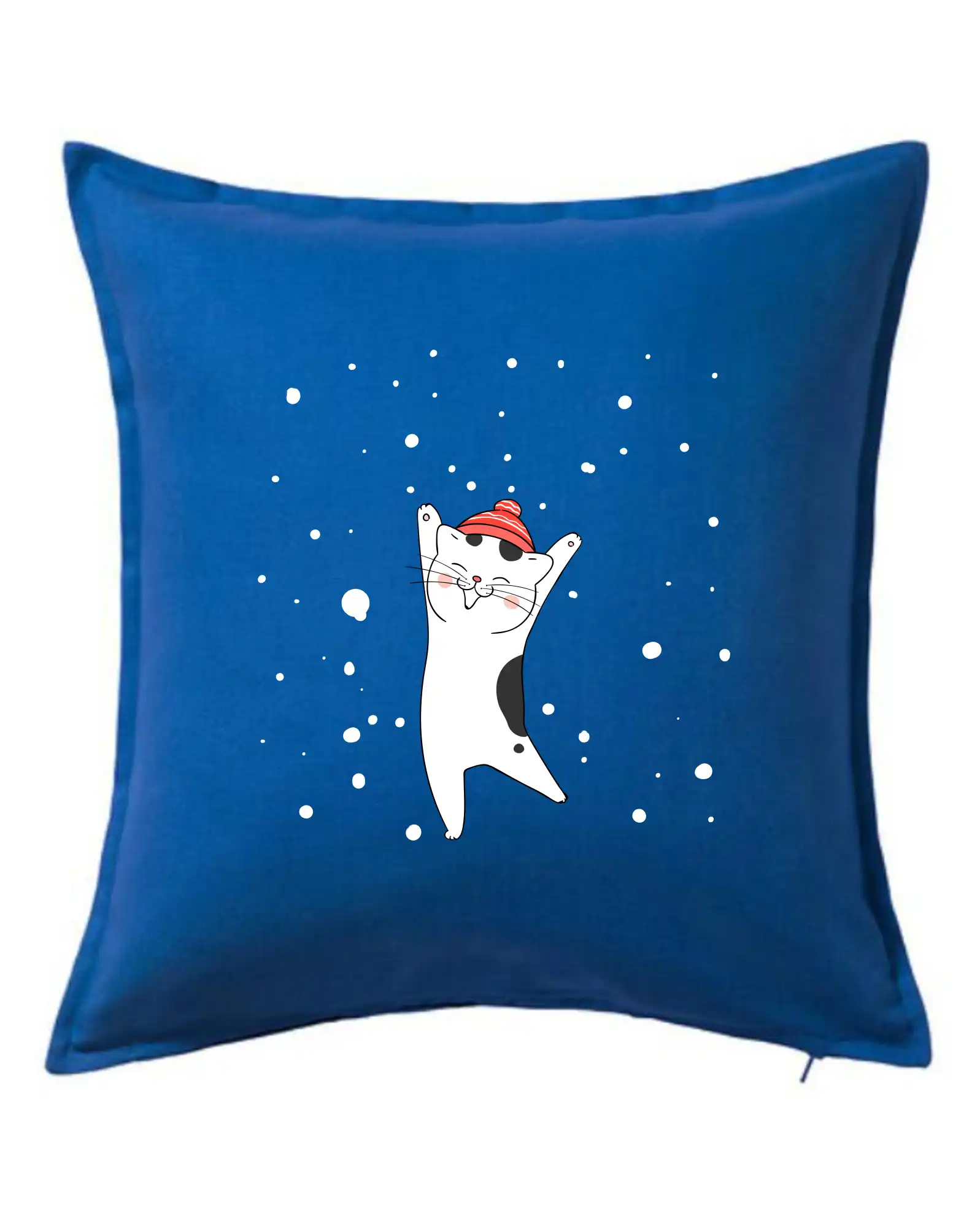 Vtipná tričká s mačkou - Veselá mačka v zimnej čiapke - Vankúš 50x50