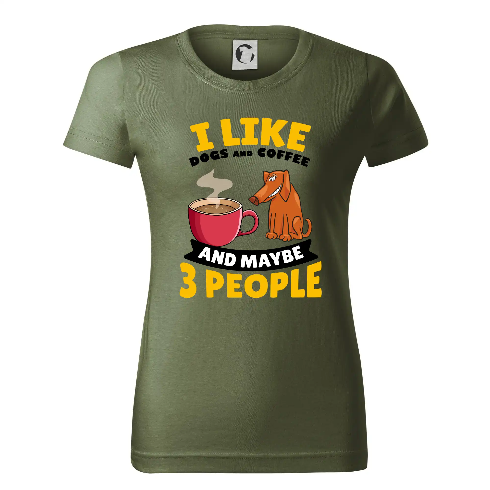 I like dogs and coffee and maybe 3 people - Dámske tričko basic - ľahko voľnejšie a dlhšie