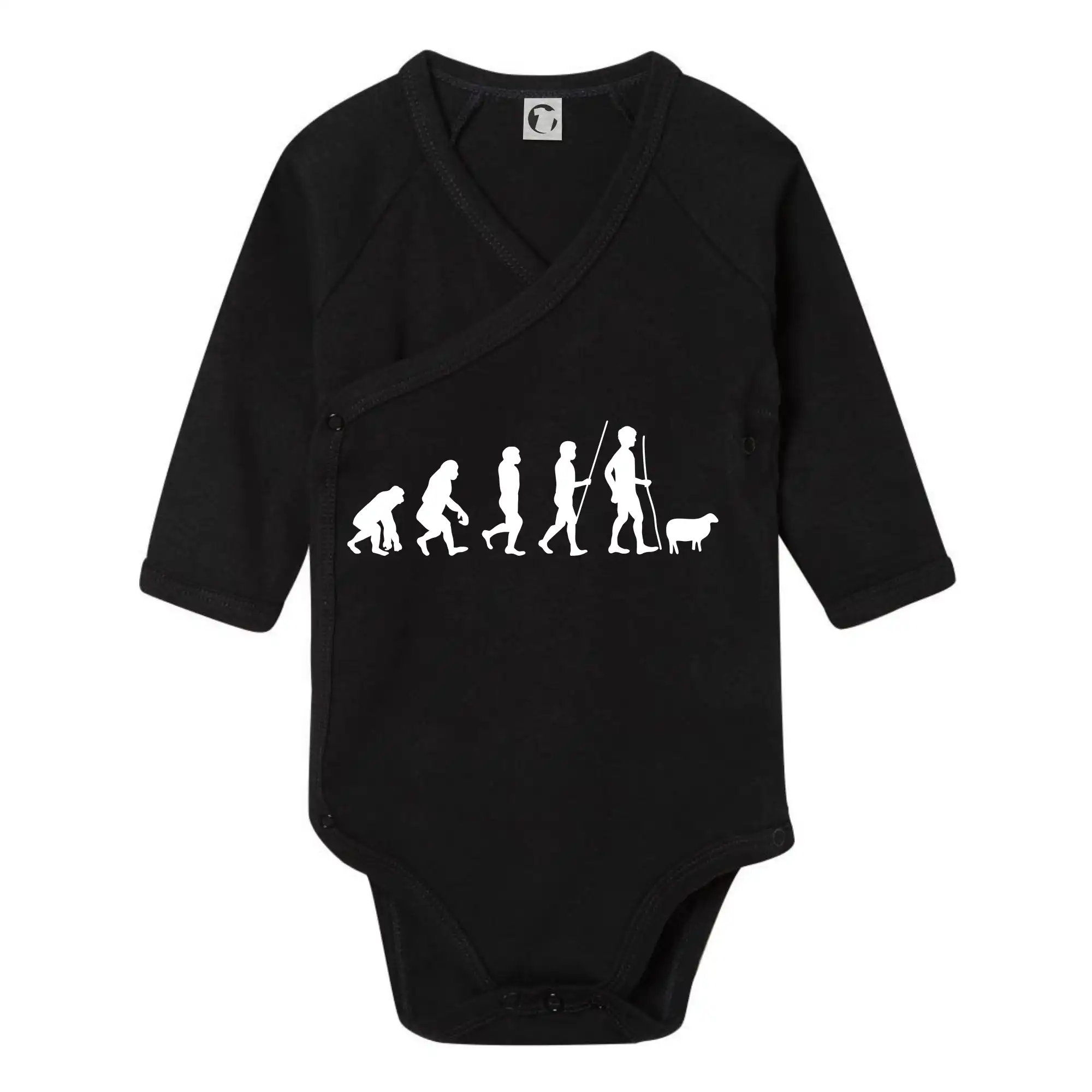 Tričká so zvieratami - Evolúcia pastier oviec - Body zavinovacie s dlhým rukávom