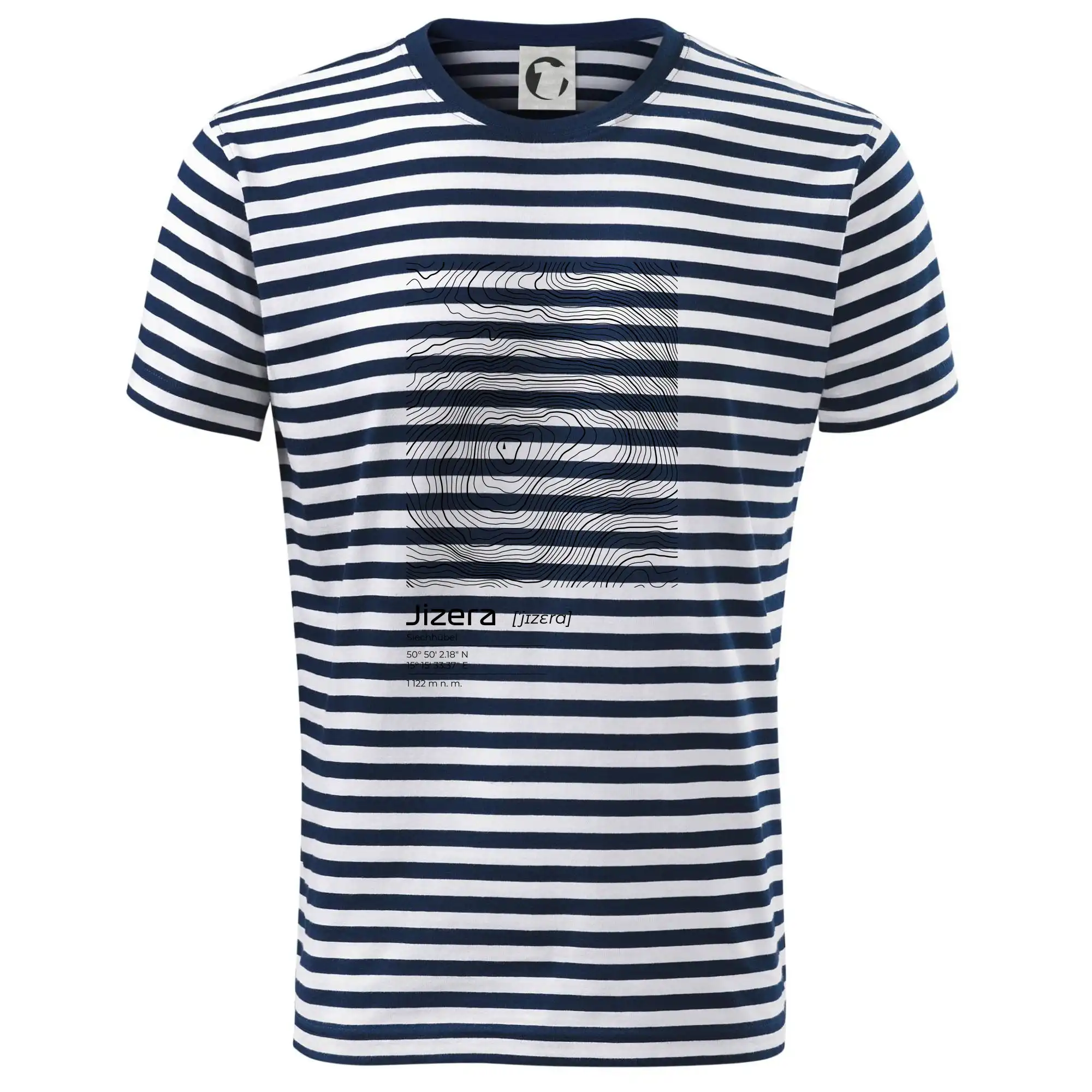 Tričká s vrstevnicami – originálne horské motívy - Jizera - vrstevnice v obdĺžniku - Tričko na vodu