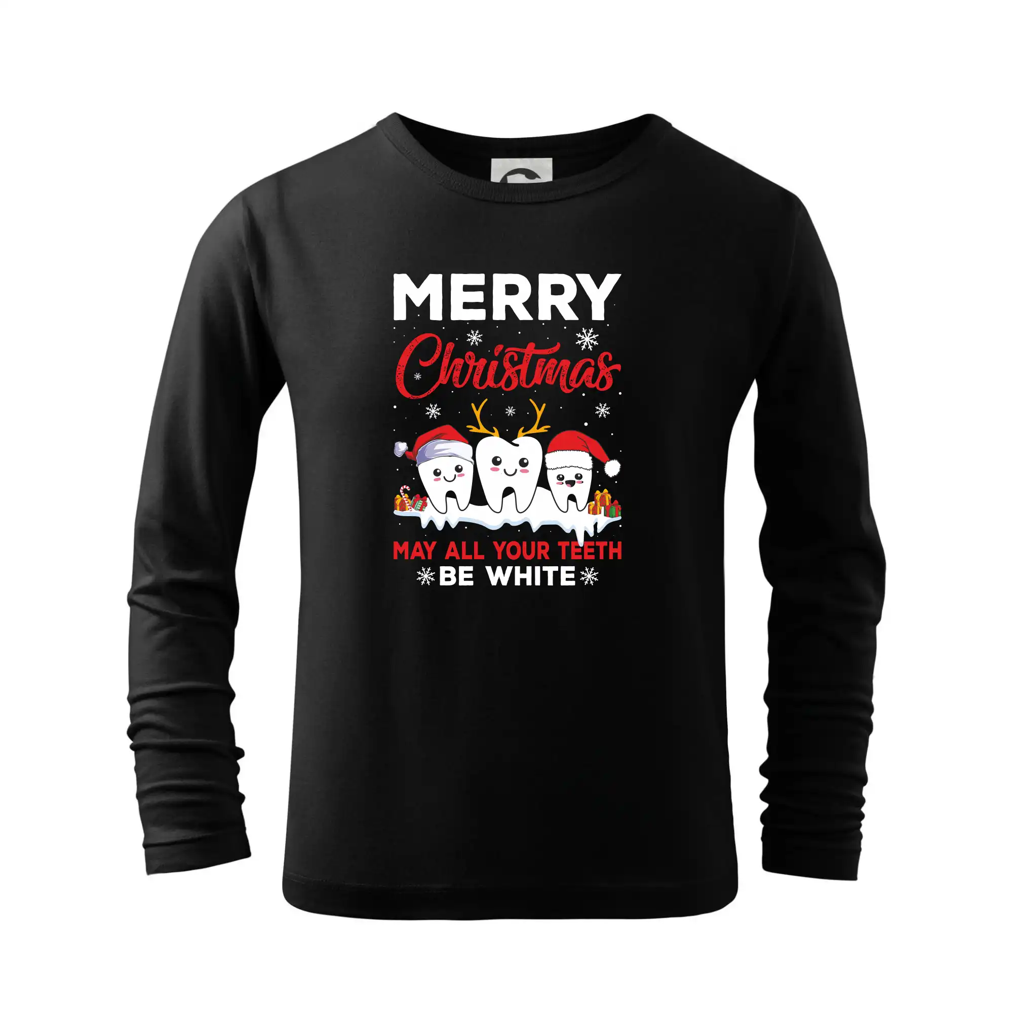 Vianočné tričká - Merry Christmas teeth be white - Tričko detské Long Sleeve